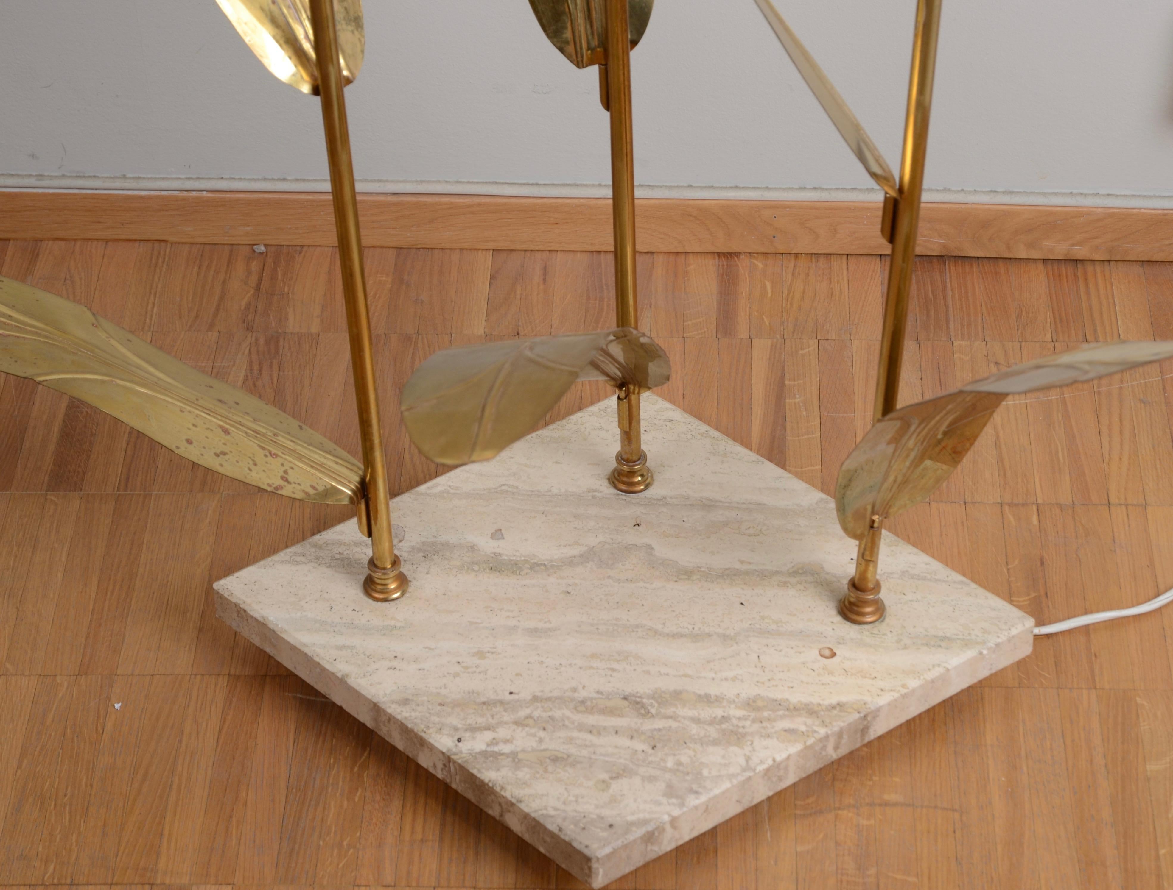 Italian Floor Lamp in Brass and Travertine Base, 1960s-1970s 3