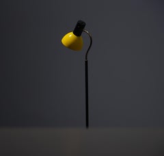 Italian Floor Lamp in Brass with Yellow Lampshade