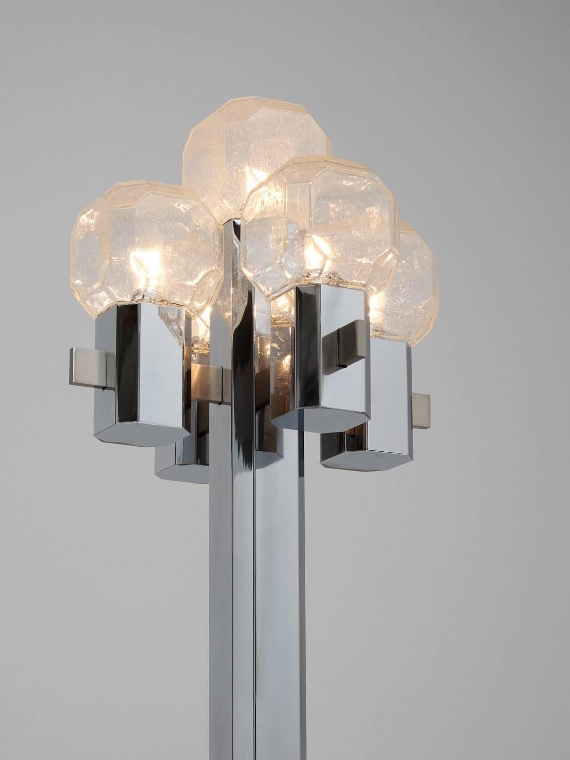 Mid-Century Modern Italian Floor Lamp in Chrome and Glass