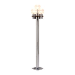 Vintage Italian Floor Lamp in Chrome and Glass
