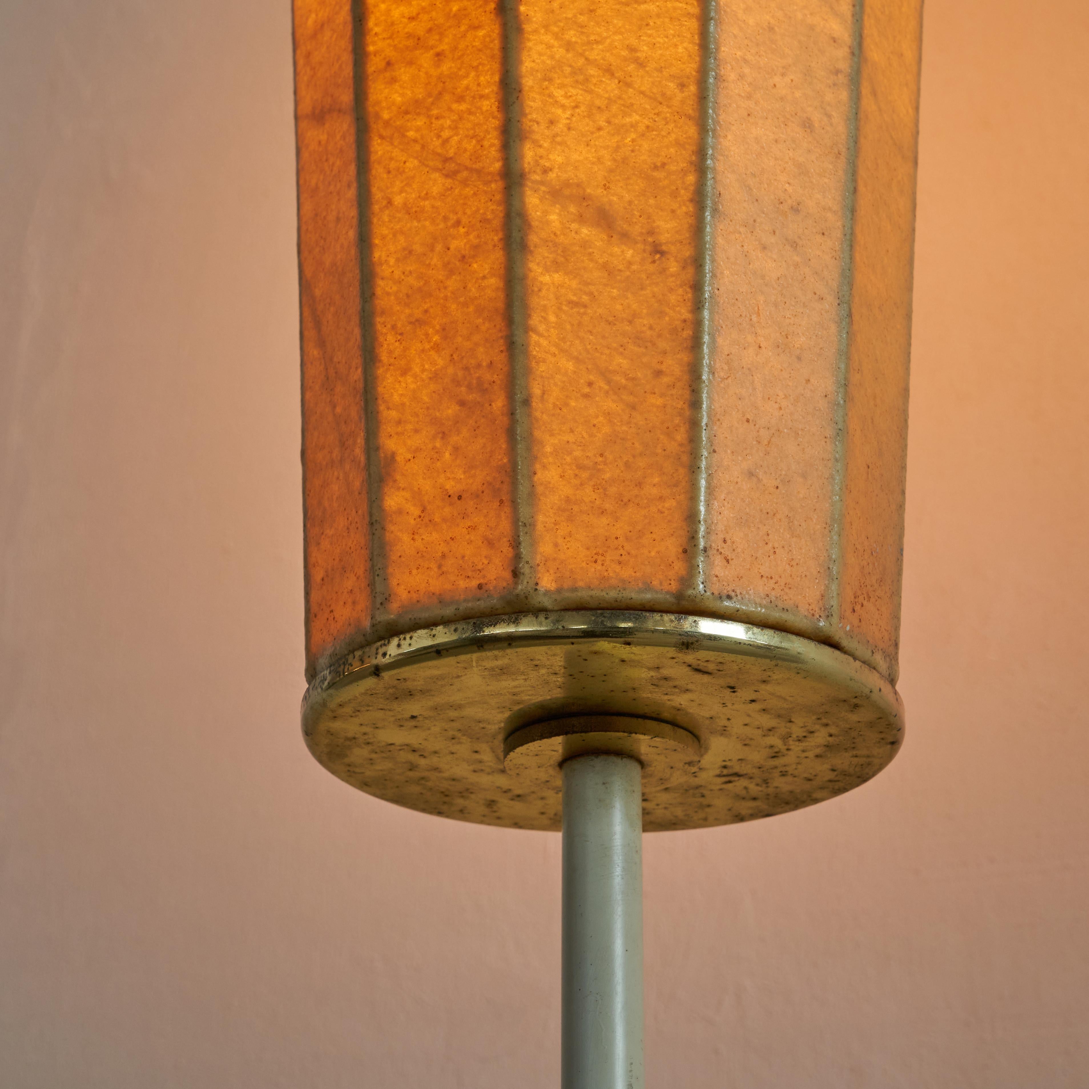 Unknown Floor Lamp in Cocoon and Patinated Brass
