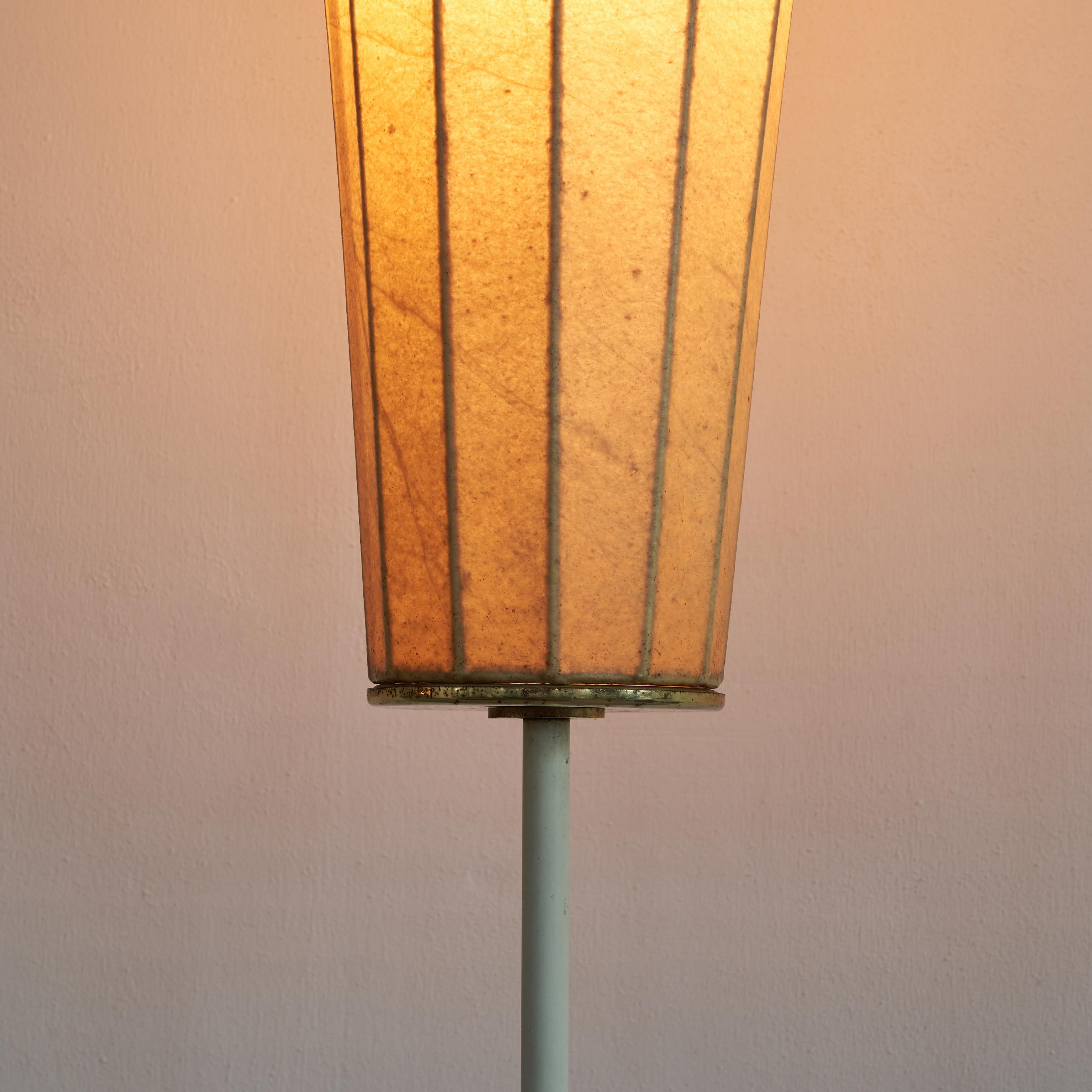 20th Century Floor Lamp in Cocoon and Patinated Brass