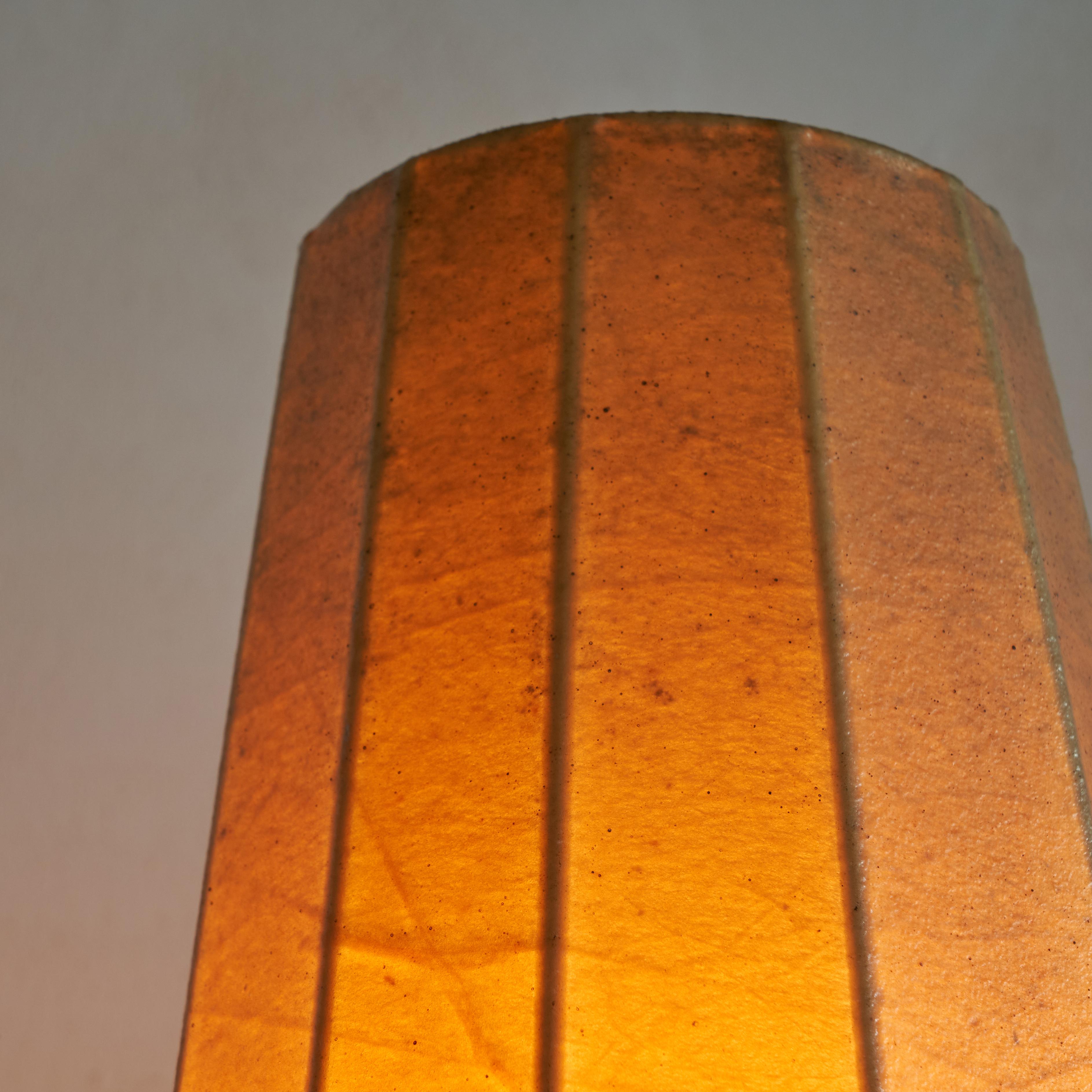 Metal Floor Lamp in Cocoon and Patinated Brass