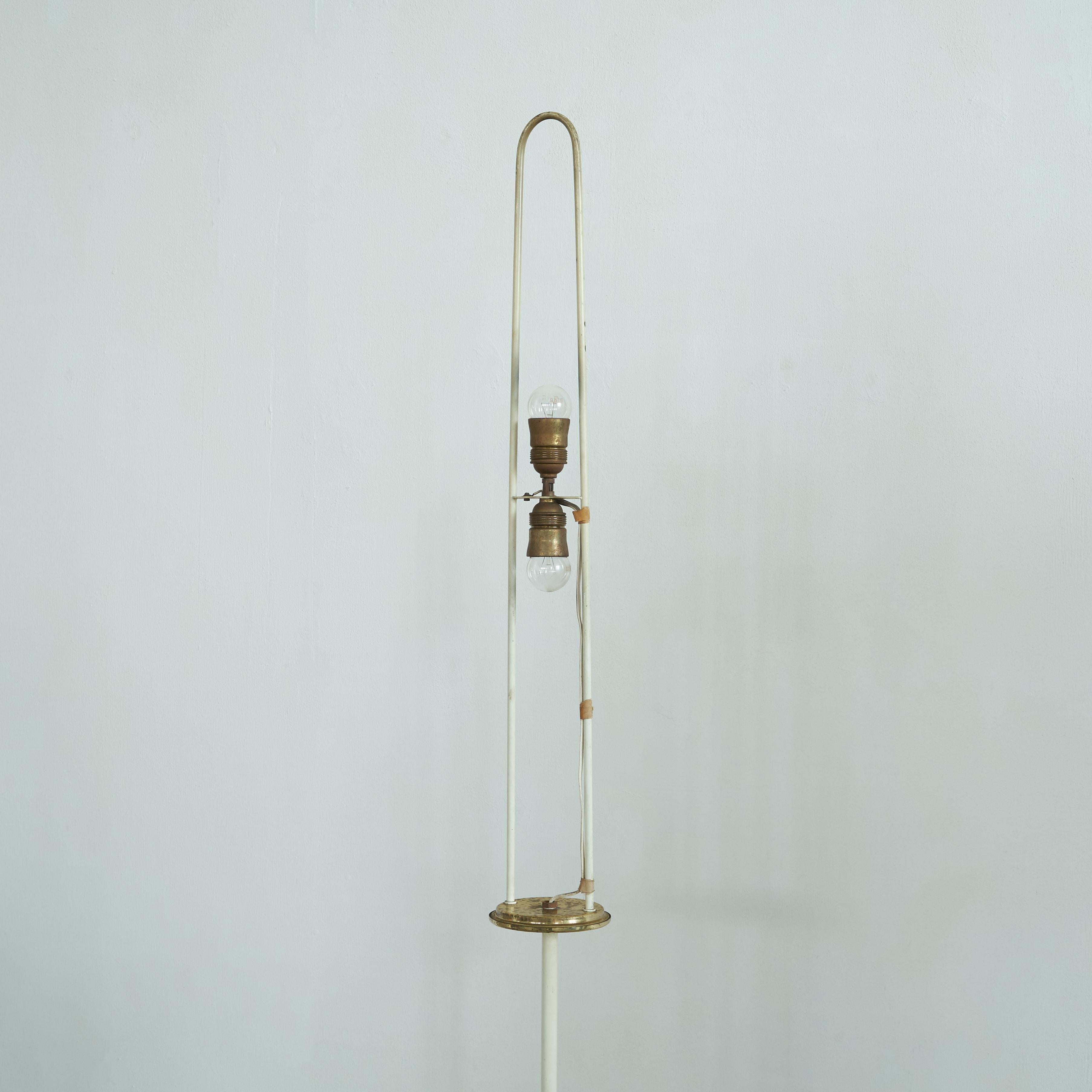 Floor Lamp in Cocoon and Patinated Brass 2