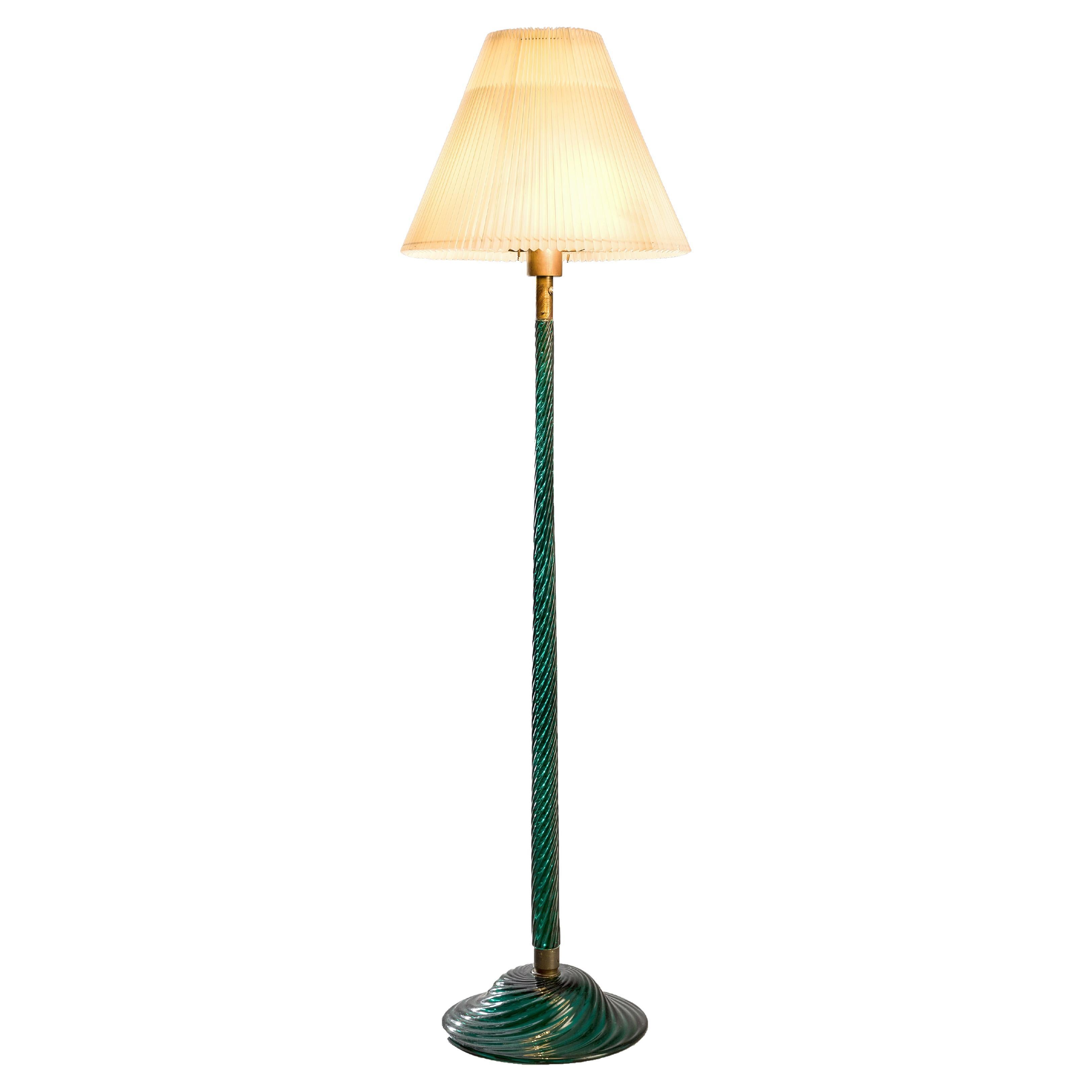 Lampadaire italien en verre vert