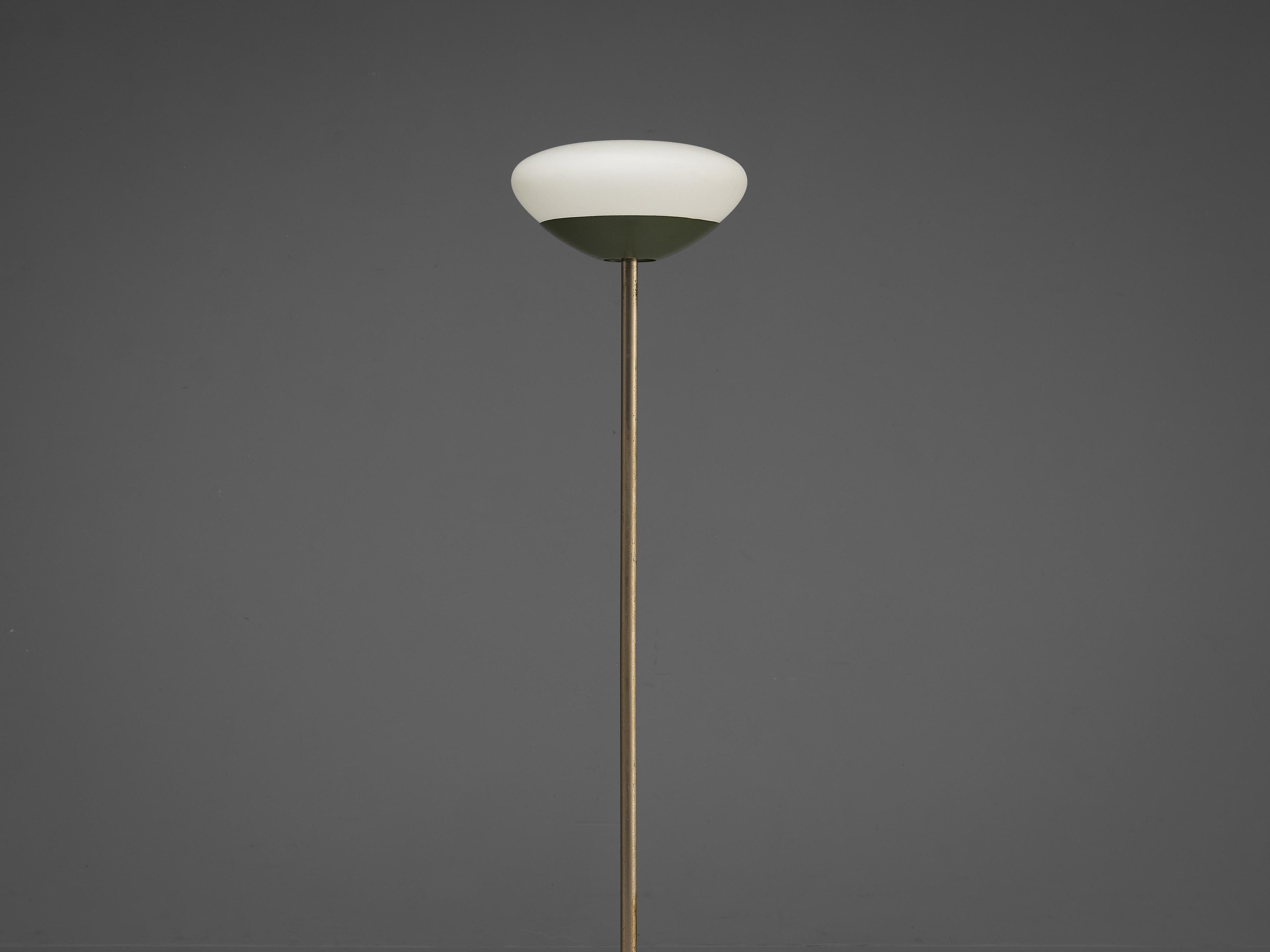 Italian Floor Lamp in Green Metal and Opaline Glass In Good Condition In Waalwijk, NL
