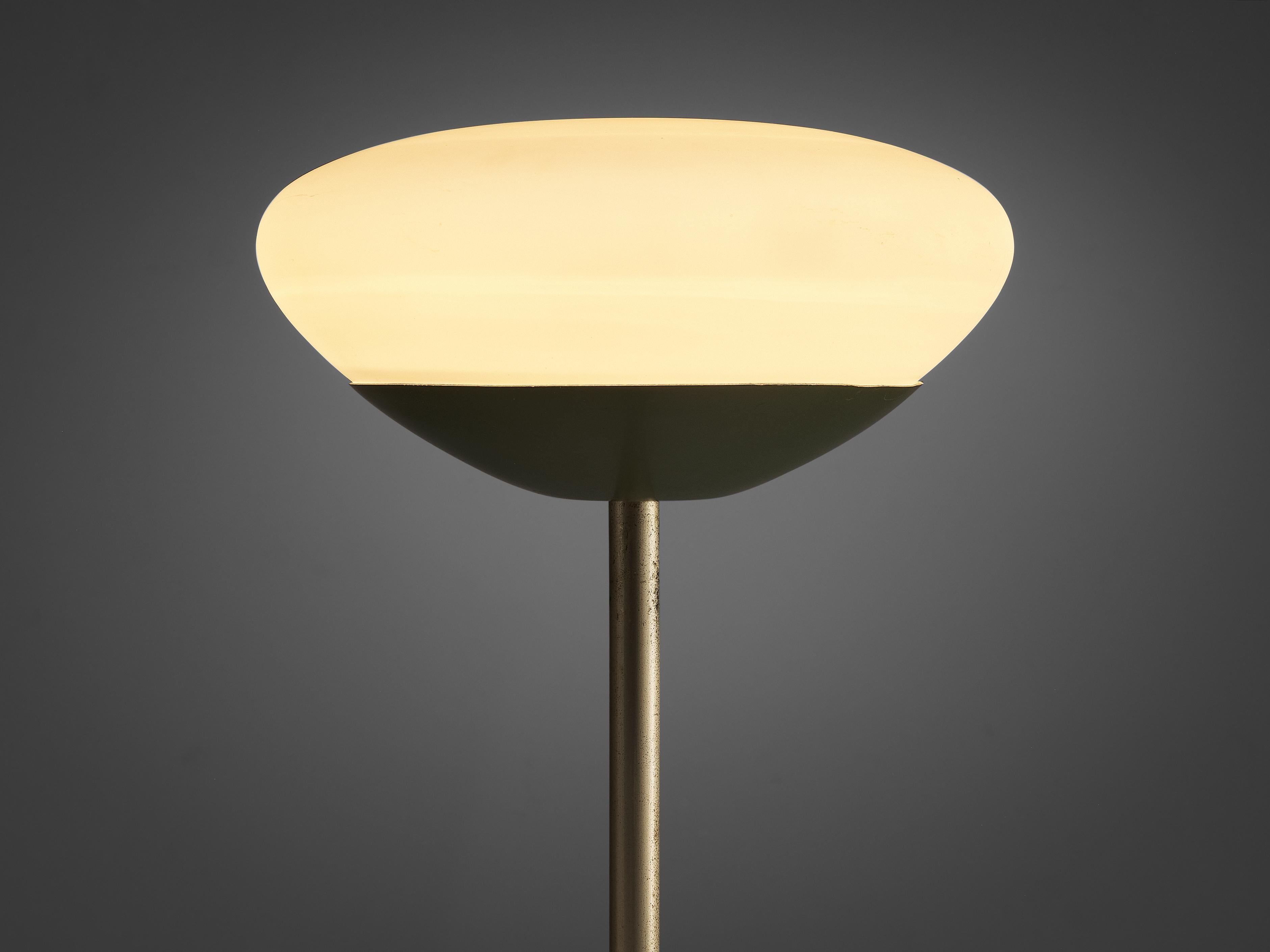 Italian Floor Lamp in Green Metal and Opaline Glass 1