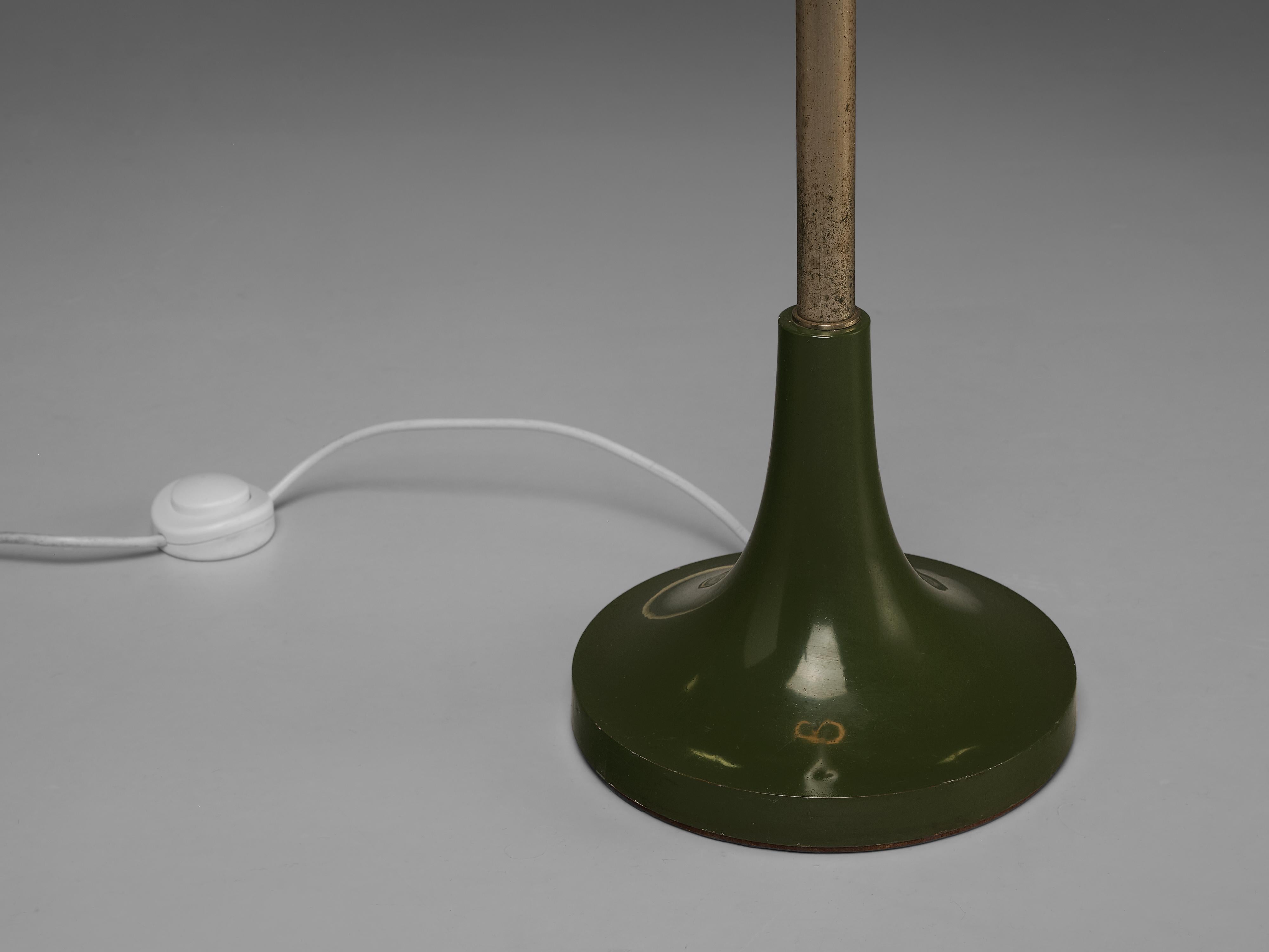 Italian Floor Lamp in Green Metal and Opaline Glass 2