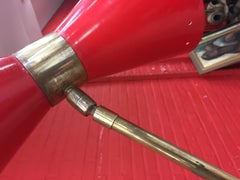 Italian Floor Lamp in Lacquered Metal and Brass, circa 1950