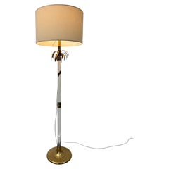 Italian floor lamp in lucite and brass with palm leaves motifs