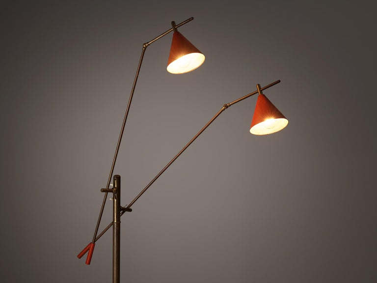 Italian Floor Lamp in Metal and Brass For Sale at 1stDibs