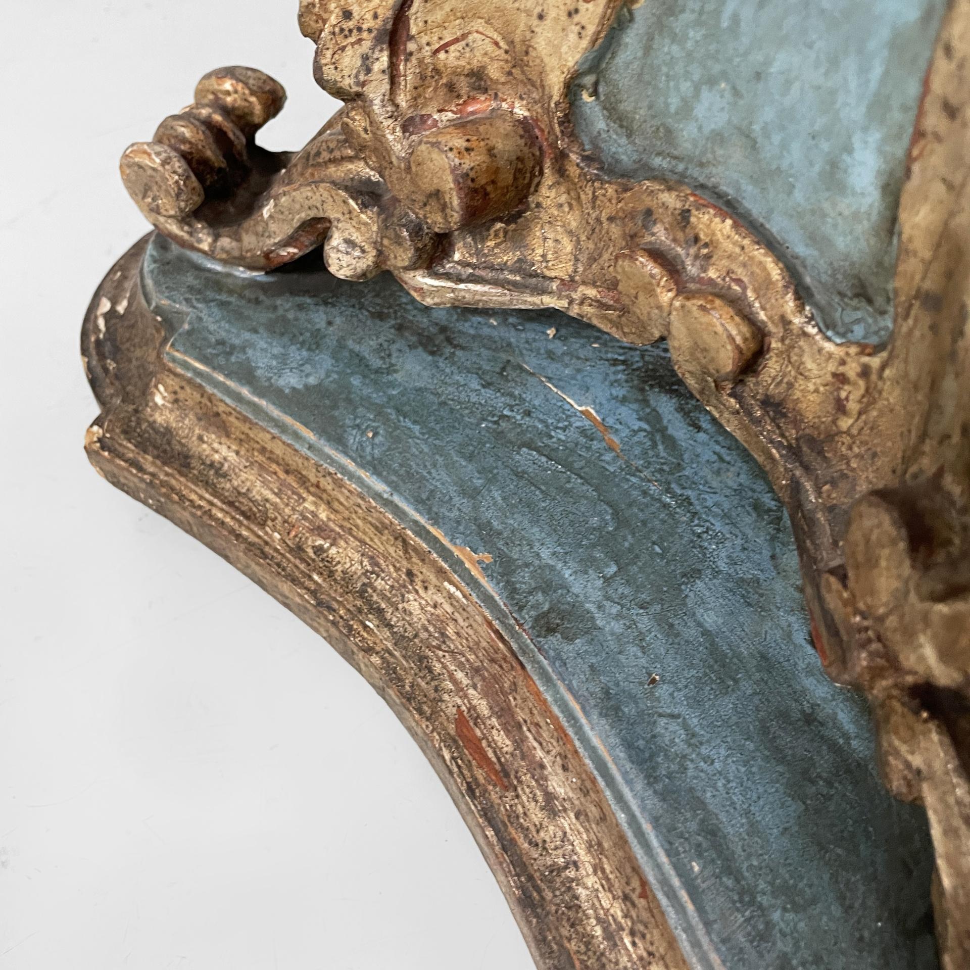 Lampadaire italien en Wood avec feuille d'or et laque bleu clair, années 1940. en vente 12
