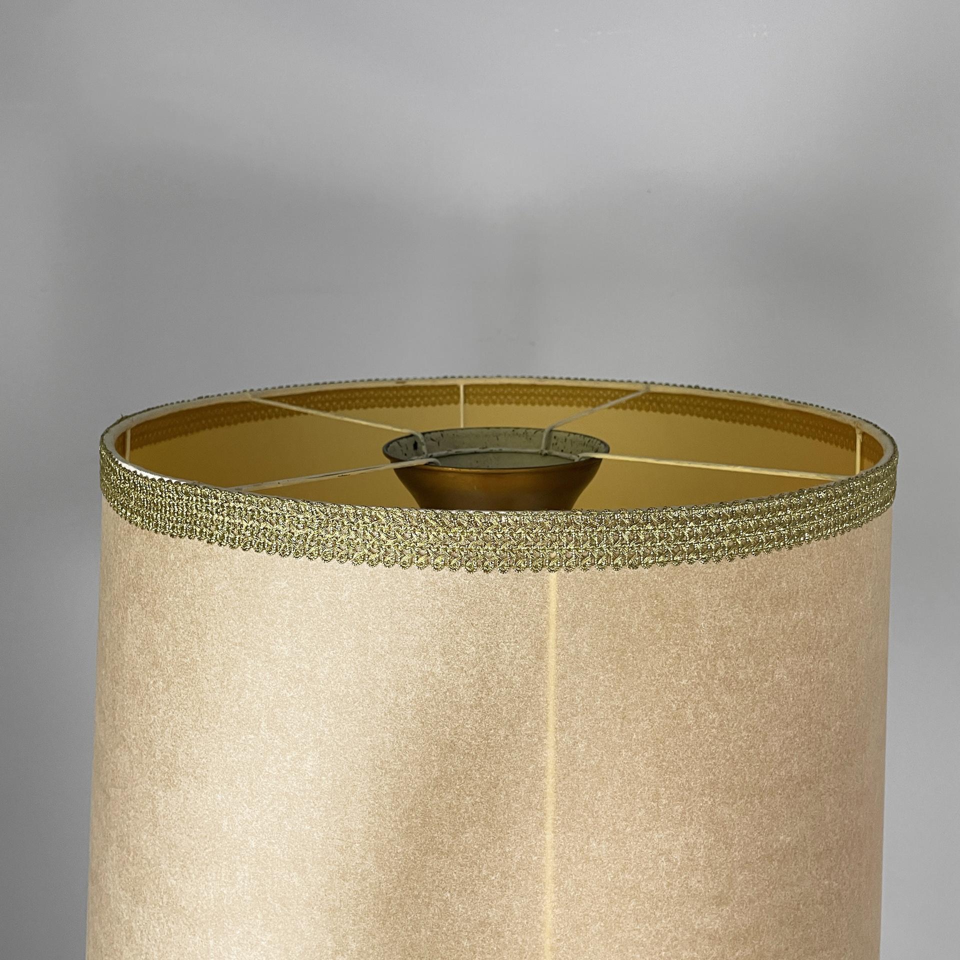 Papier Lampadaire italien en Wood avec feuille d'or et laque bleu clair, années 1940. en vente