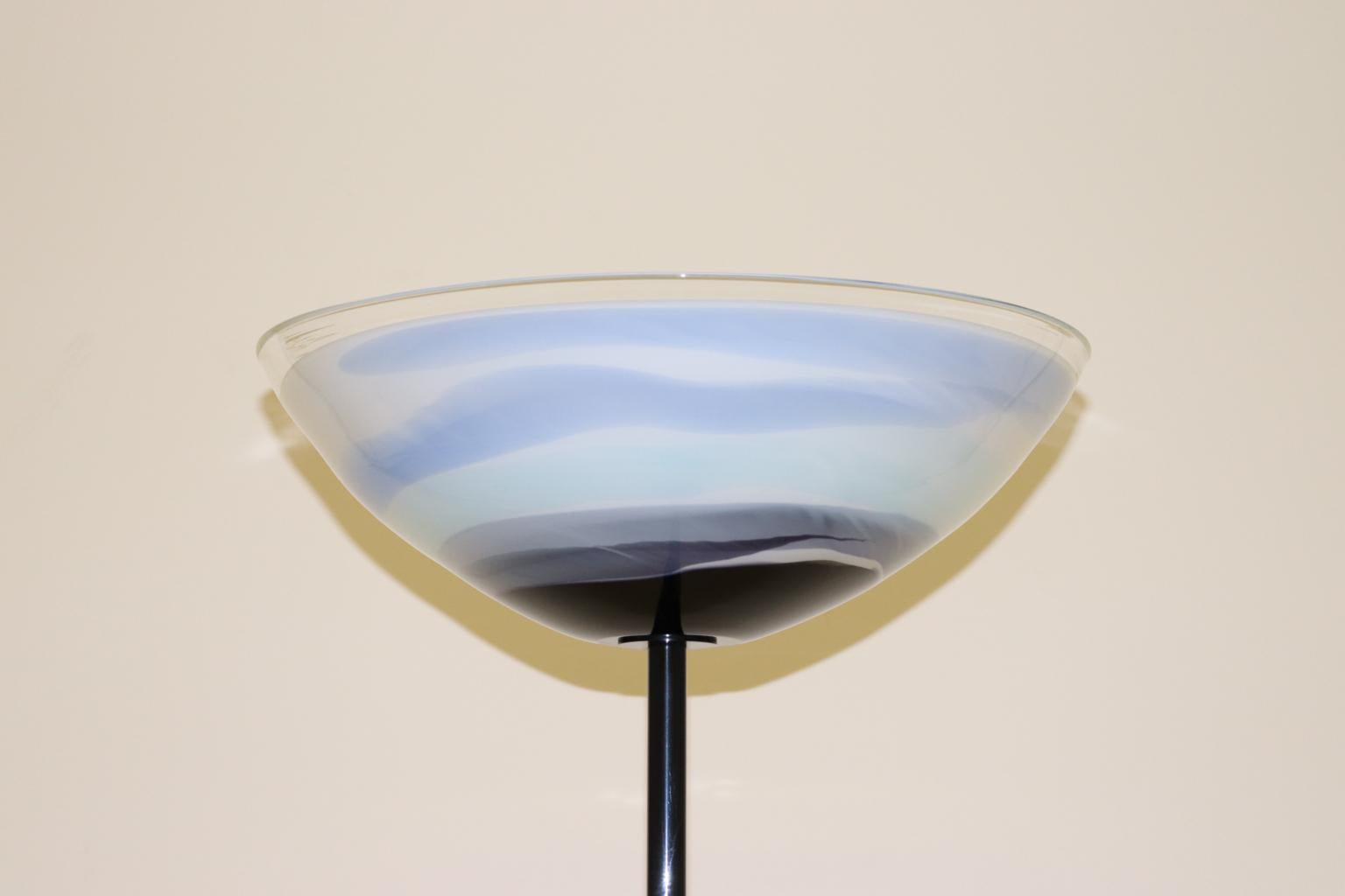 Late 20th Century Italian Floor Lamp Murano Hand Blown Crystal Glass Diffuser Multi-Color Details For Sale