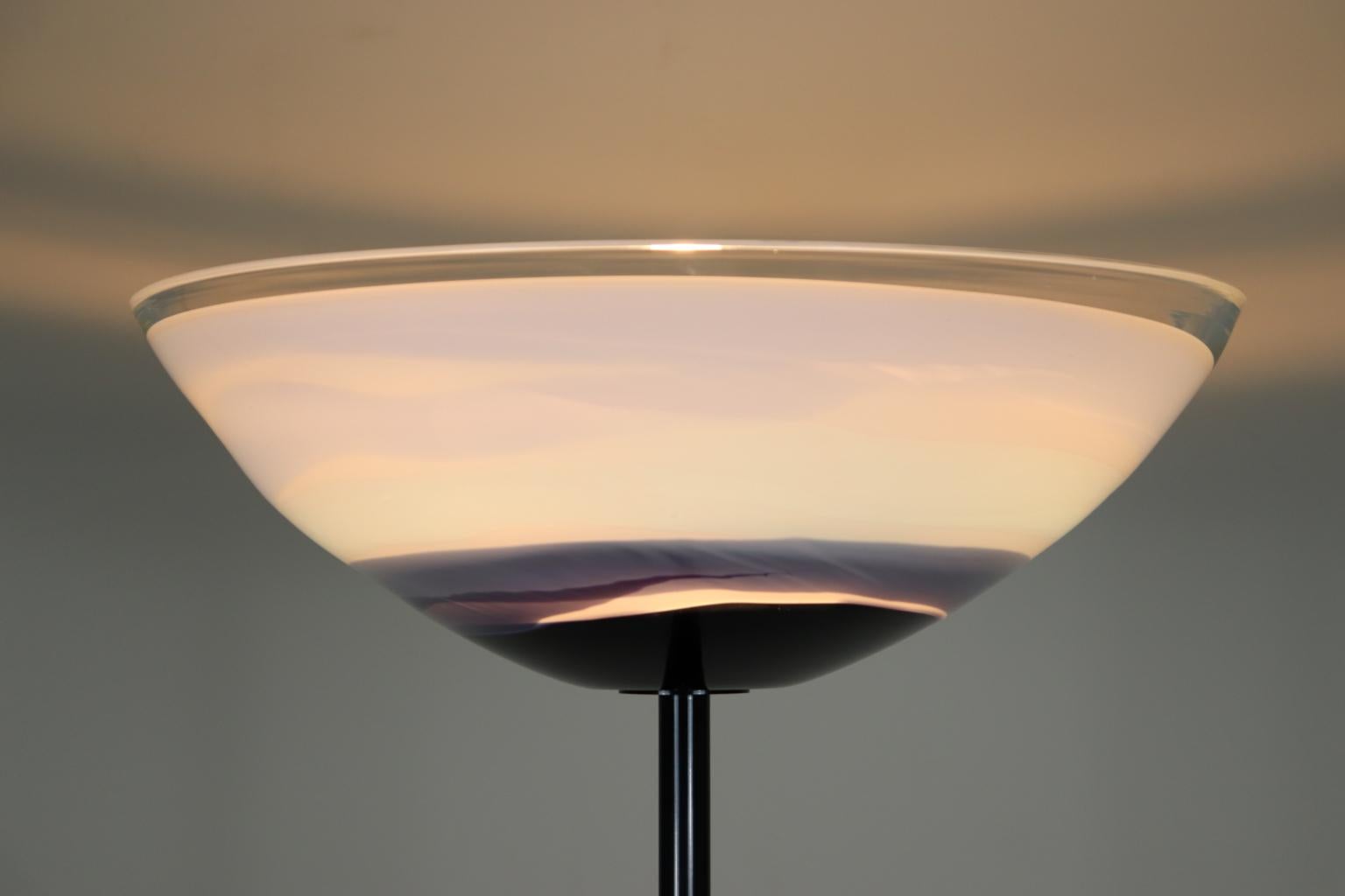 Metal Italian Floor Lamp Murano Hand Blown Crystal Glass Diffuser Multi-Color Details For Sale