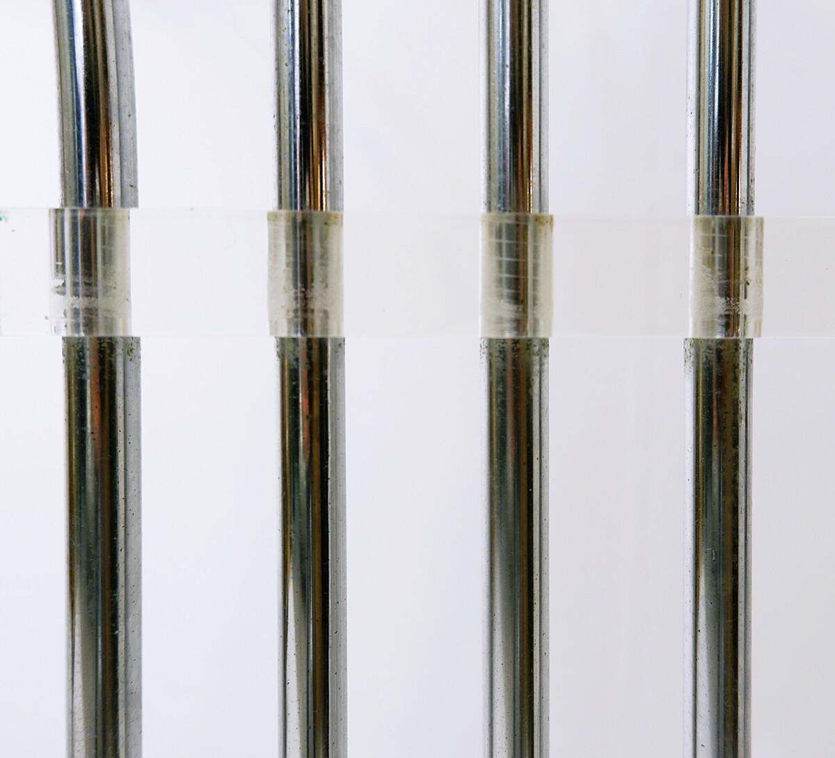 Mid-Century Modern Italian floor lamp removable chrome heads and travertine base - 1970s For Sale