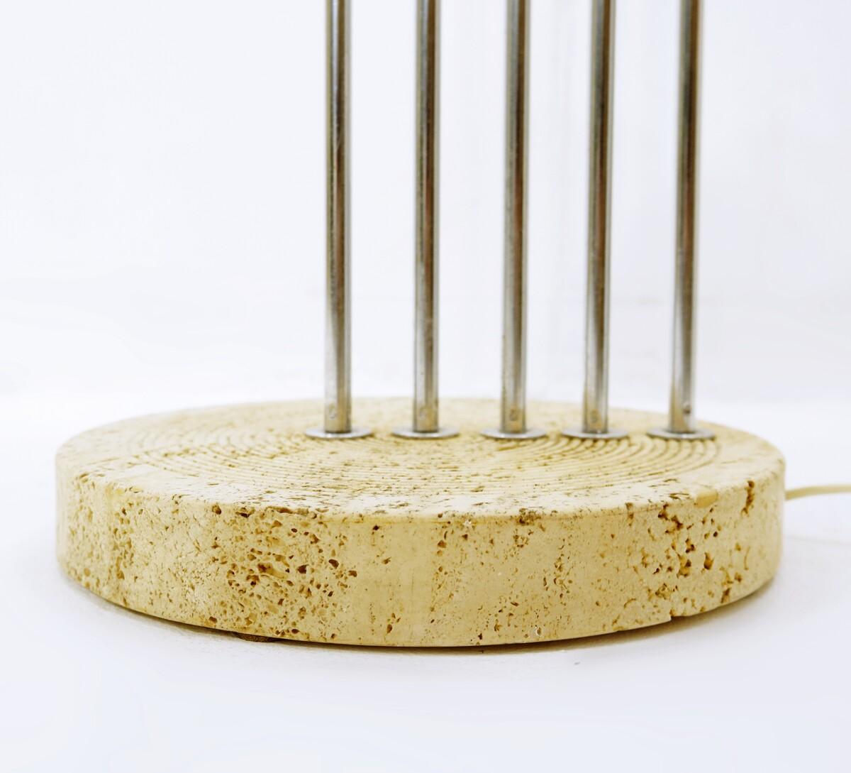 Italian floor lamp removable chrome heads and travertine base - 1970s In Good Condition For Sale In Uccle, BE