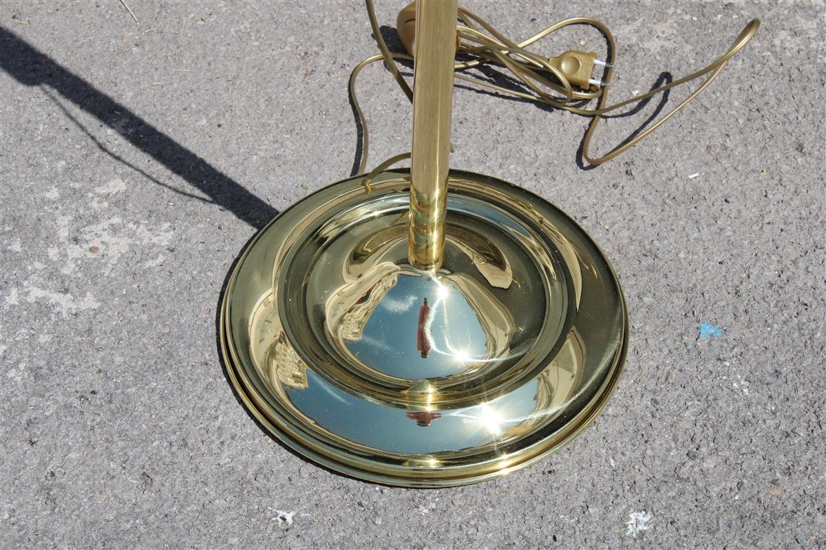 Mid-20th Century Italian Floor Lamp Solid Brass Midcentury Design Fabric Dome Gold