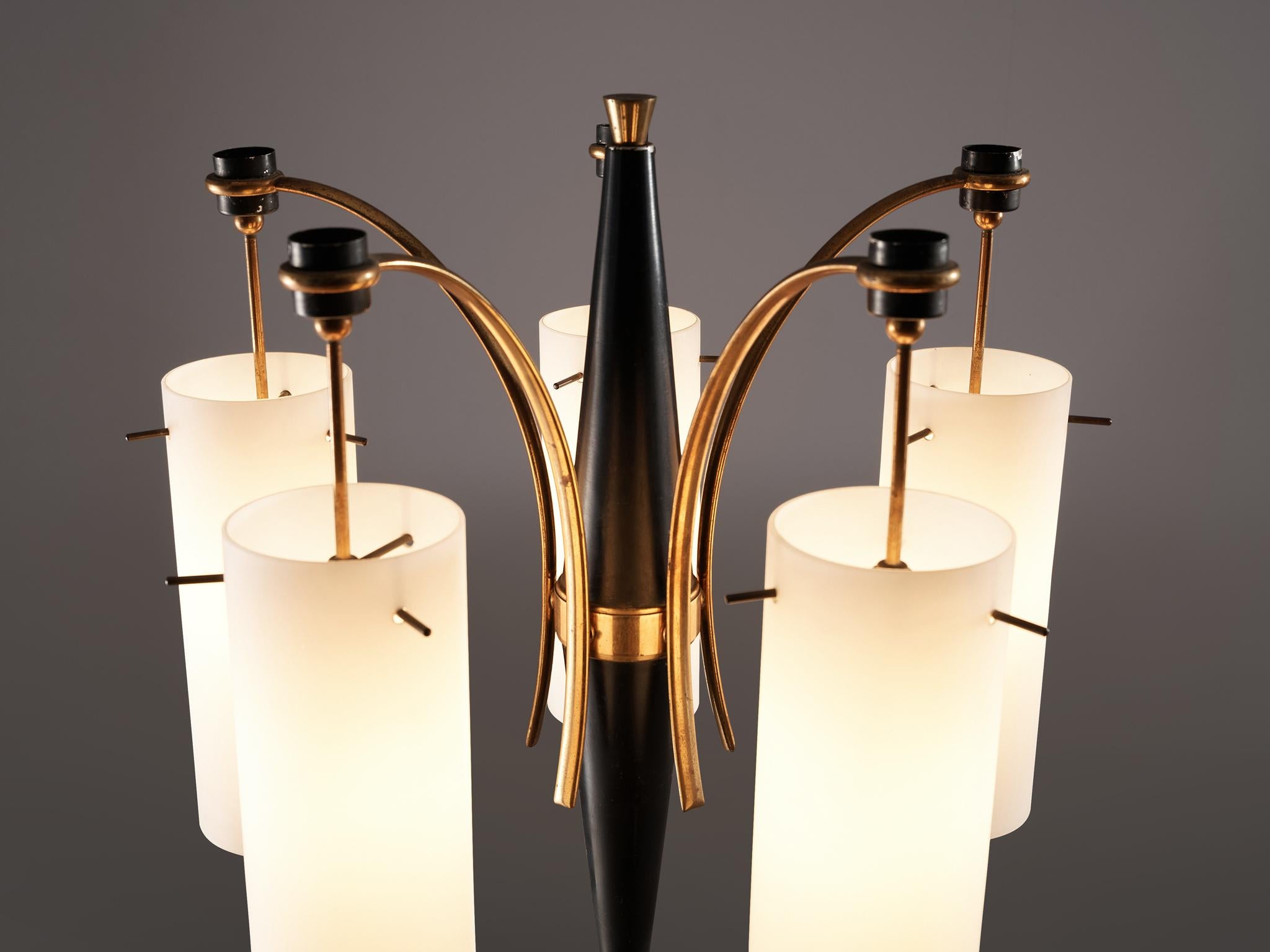 Italian Floor Lamp with 5 Opaline Glass Shades 4