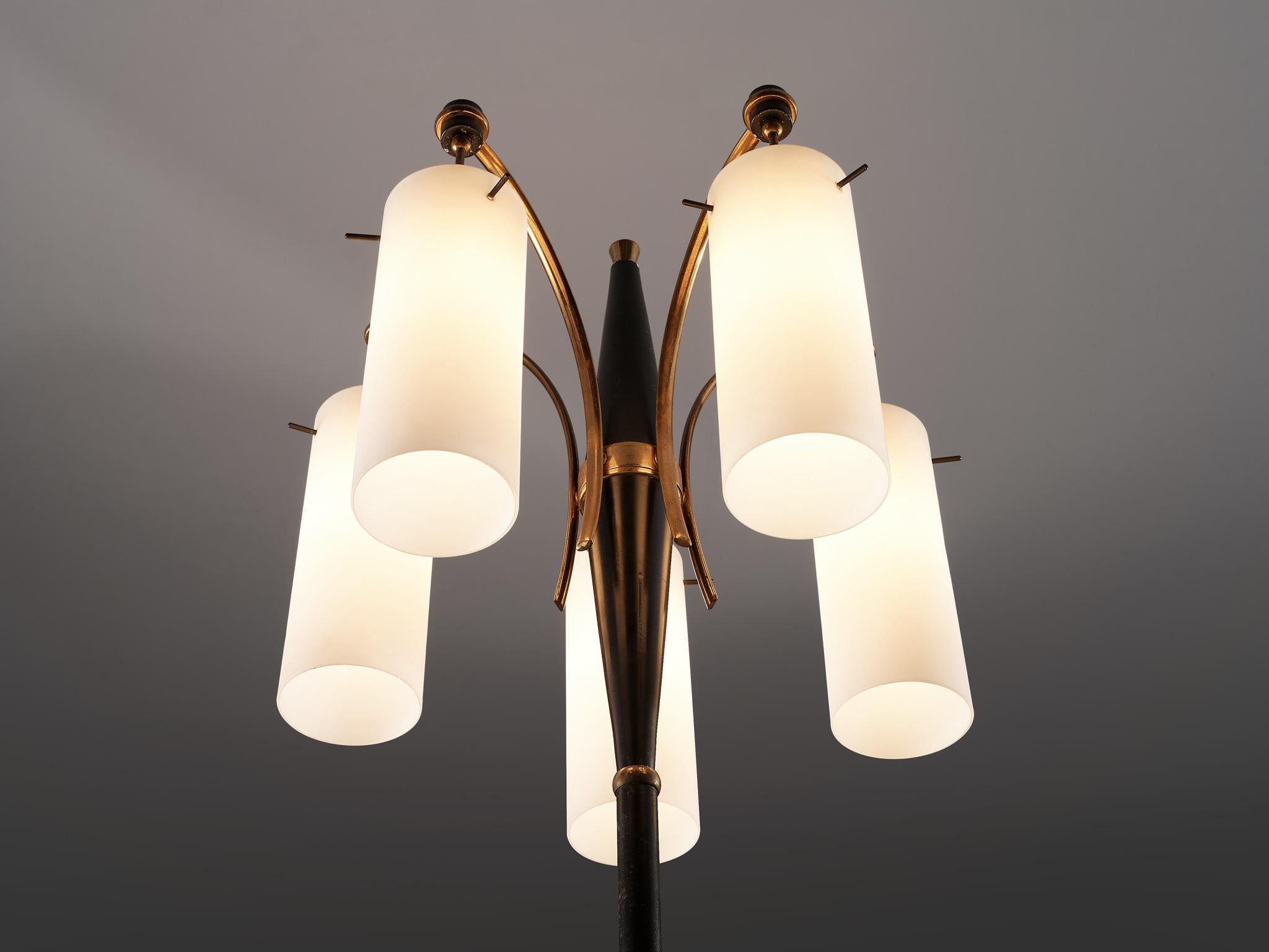 Italian Floor Lamp with 5 Opaline Glass Shades 3