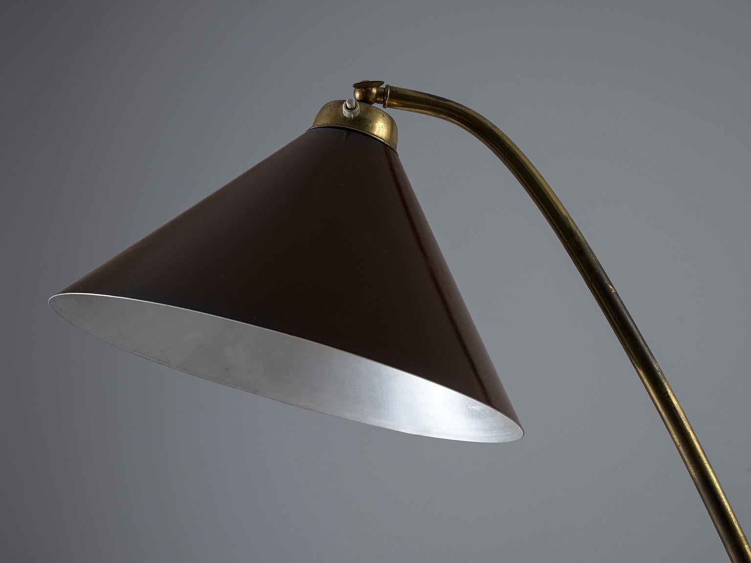 Italian Floor Lamp with Brass and Metal In Good Condition In Waalwijk, NL