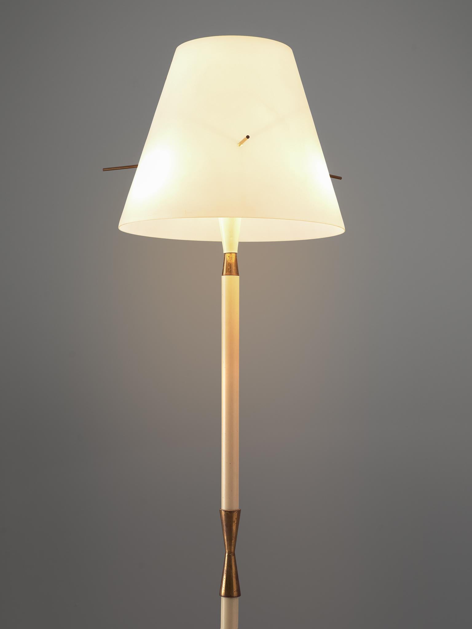 Mid-Century Modern Italian Floor Lamp with Brass Details