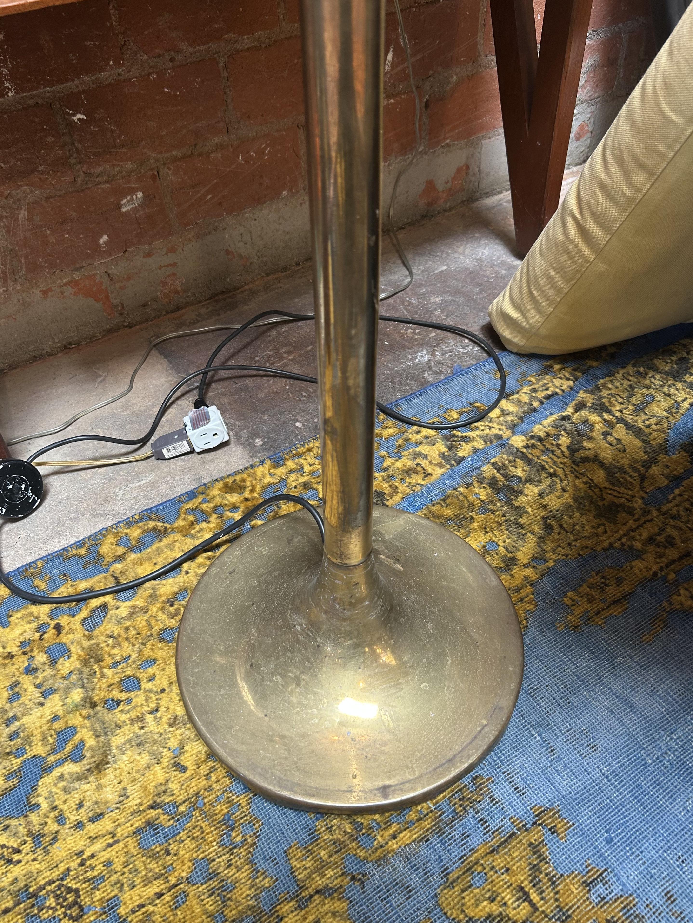 Late 20th Century Italian Floor Lamp with Domed Textured Glass Shade, 1970s For Sale