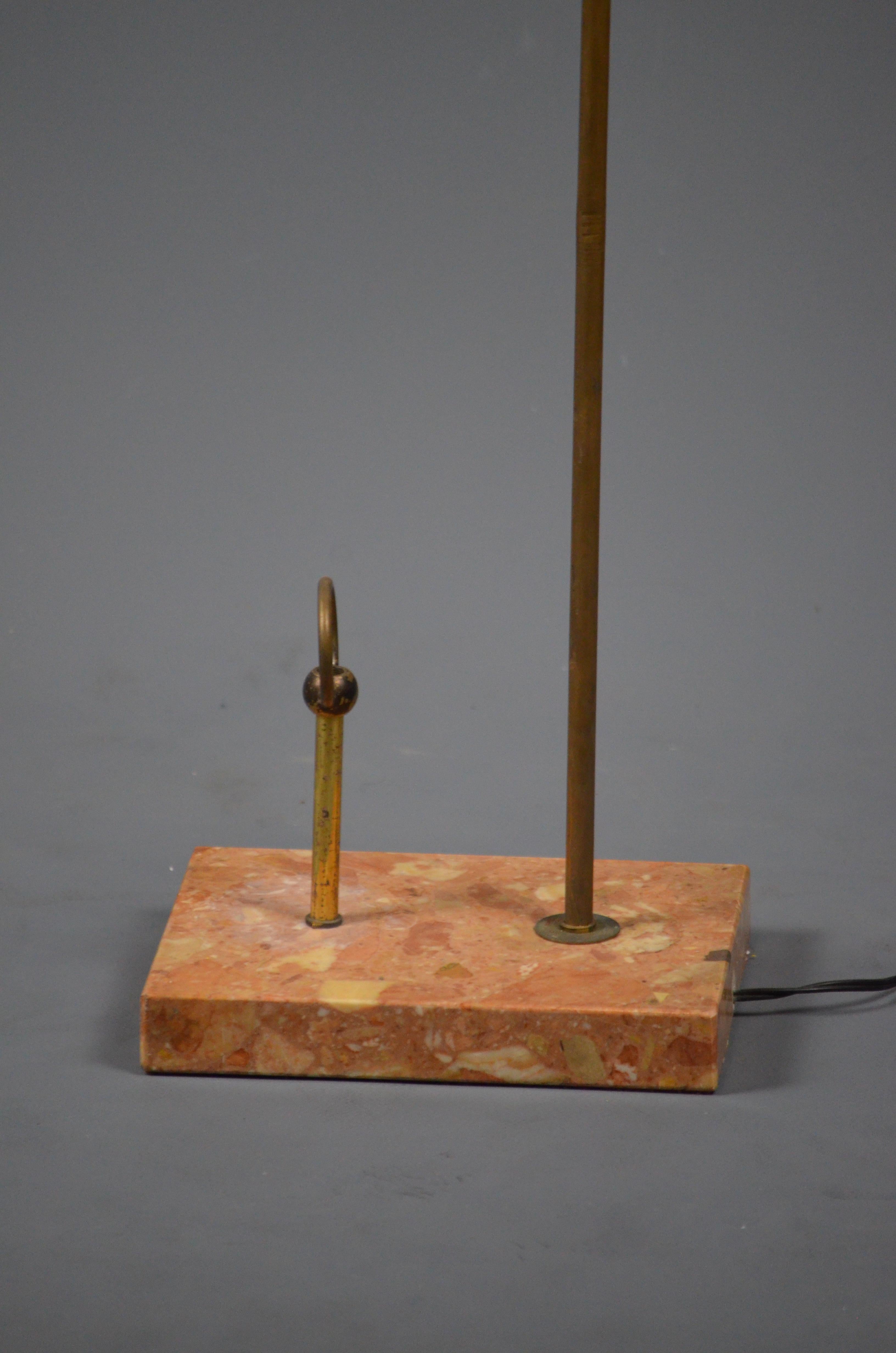 Mid-Century Modern Italian floor lamp with double cone shade and Italian marble base, 1950s For Sale