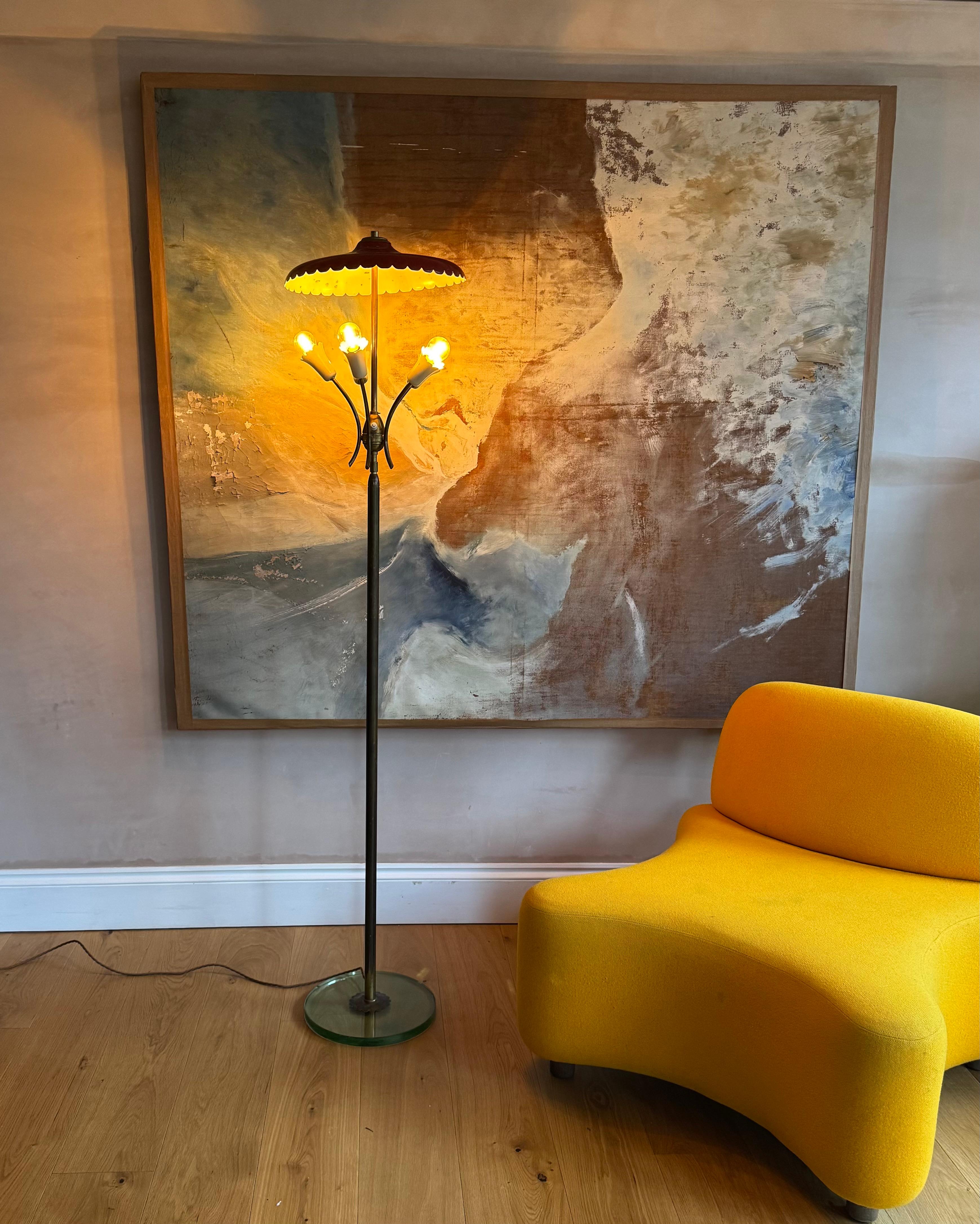 Lampadaire italien avec base en verre Fontana Bon état - En vente à London, GB