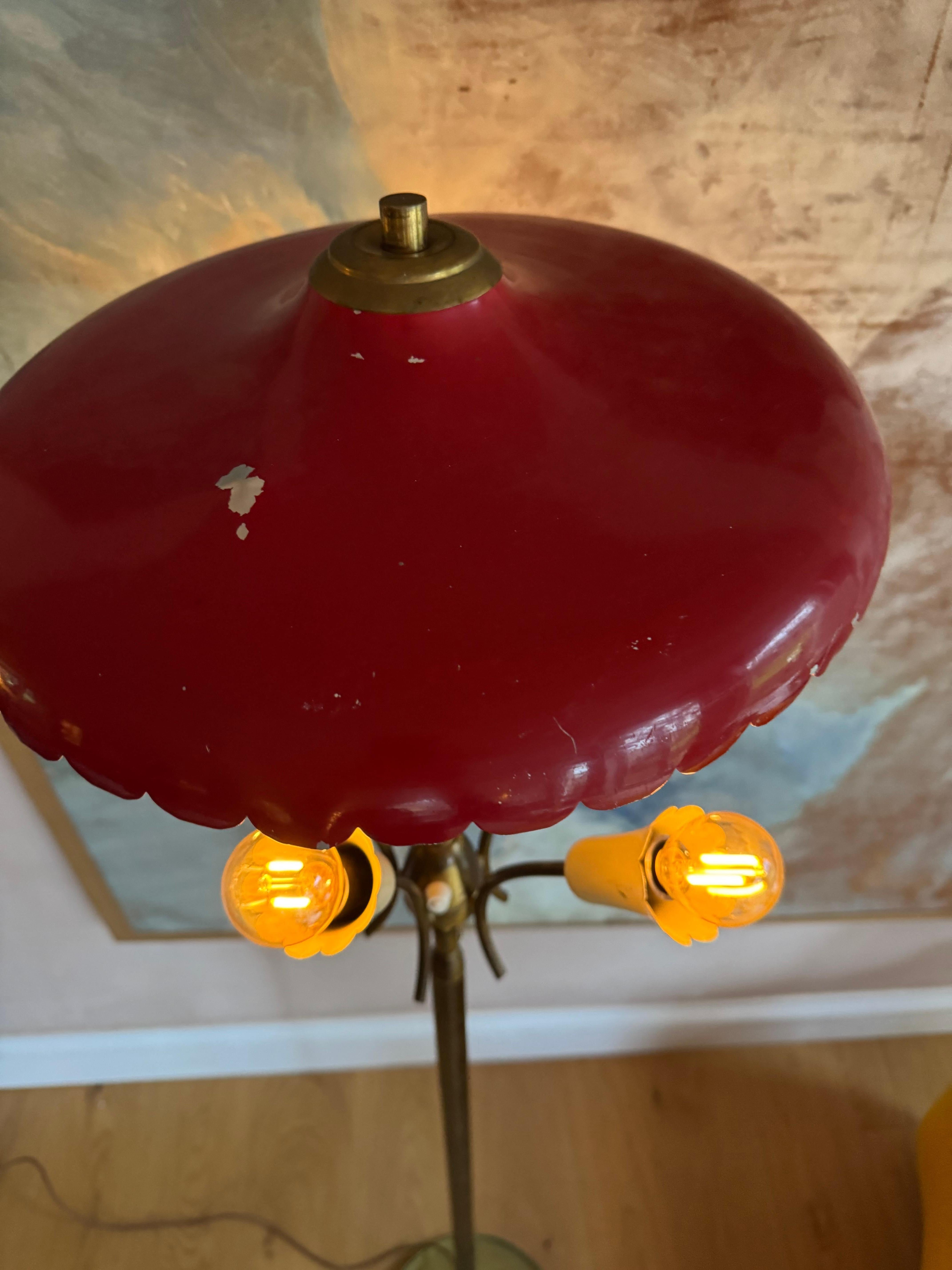 Métal Lampadaire italien avec base en verre Fontana en vente