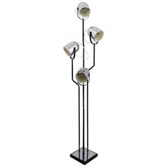 Italian Floor Lamp with Four Lights by Reggiani in Chrome and Black, 1970s