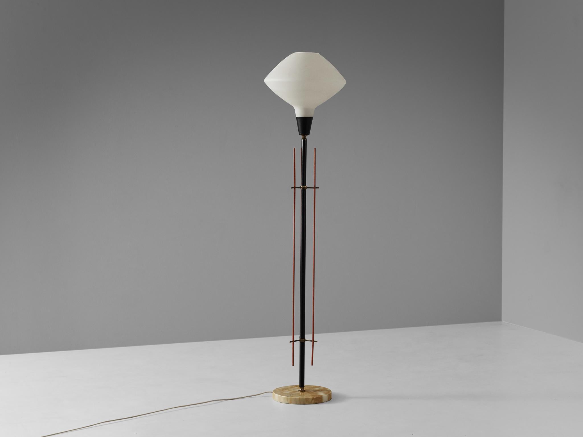 Italian Floor lamp with Red Detailing and Marble Base For Sale 4