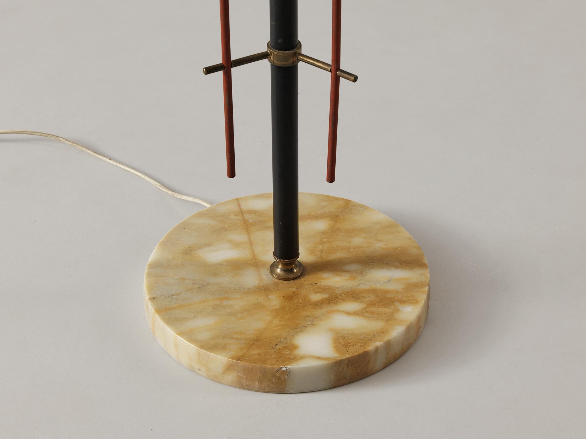 Italian Floor lamp with Red Detailing and Marble Base For Sale 3