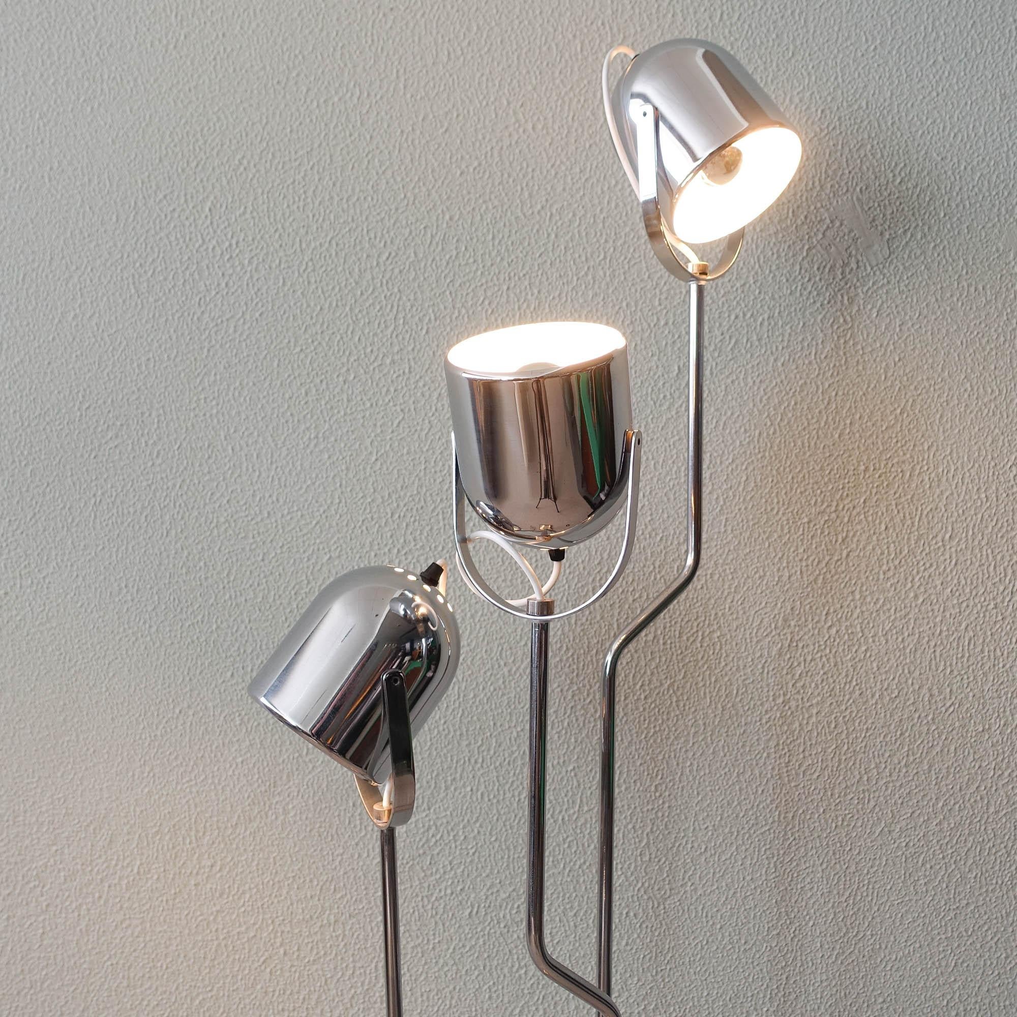 Metal Italian Floor Lamp with Three Lights by Reggiani, 1970s