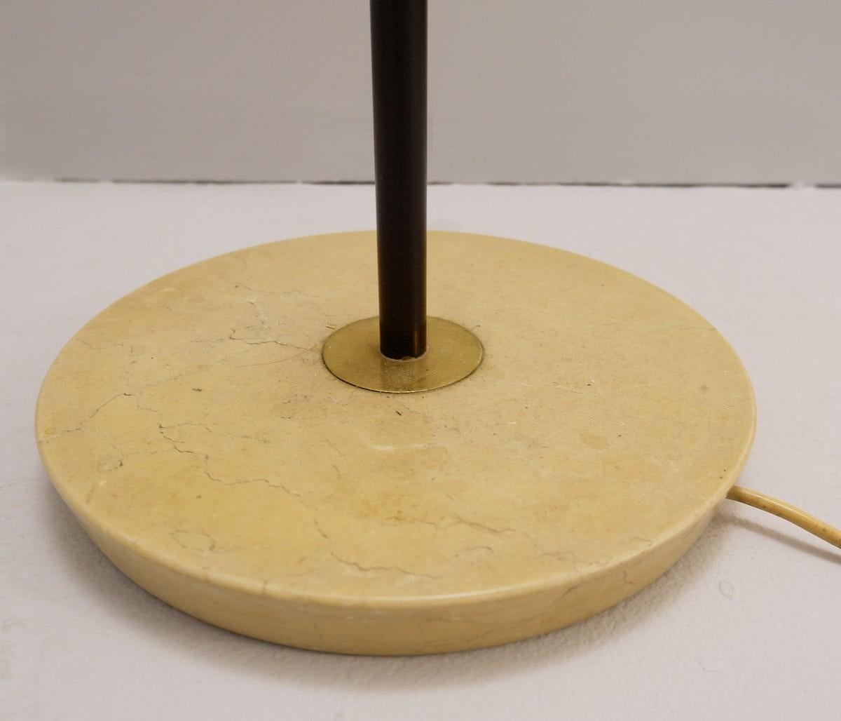 Mid-Century Modern Italian Floor Lamp with Three Opaline Shades in the style Stilnovo, 1950s For Sale