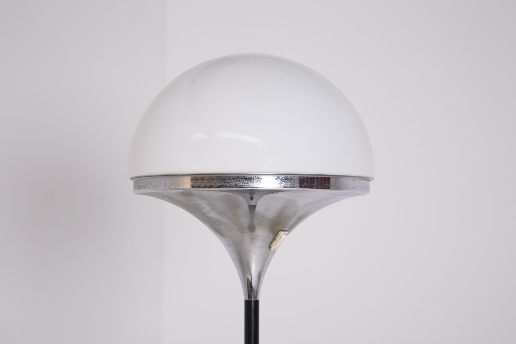 Italian Floor Lamps by Stilnovo Opaline Glass and Iron In Good Condition In Milano, IT