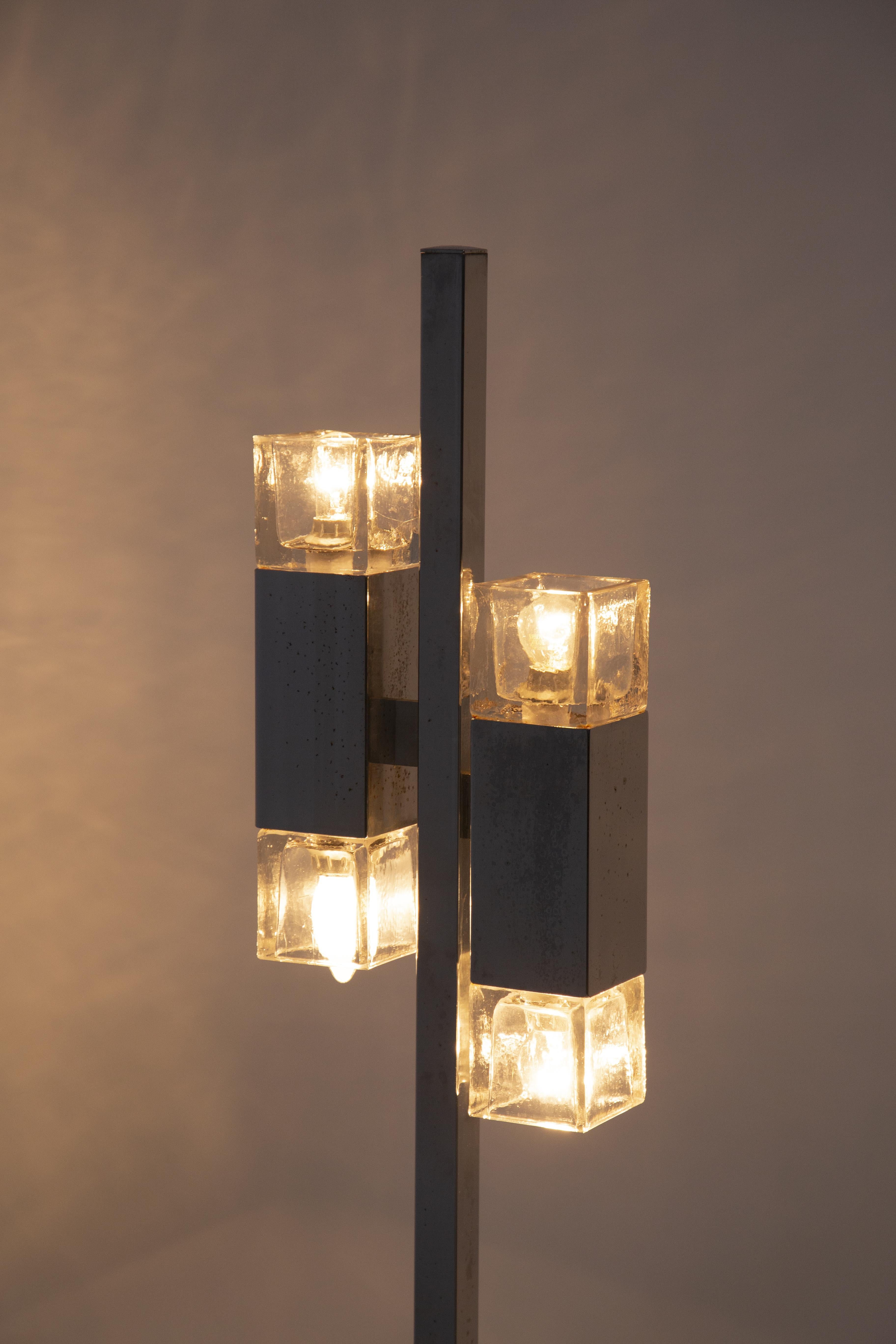 Italian Floor Lamps in Glass and Steel Crome 6