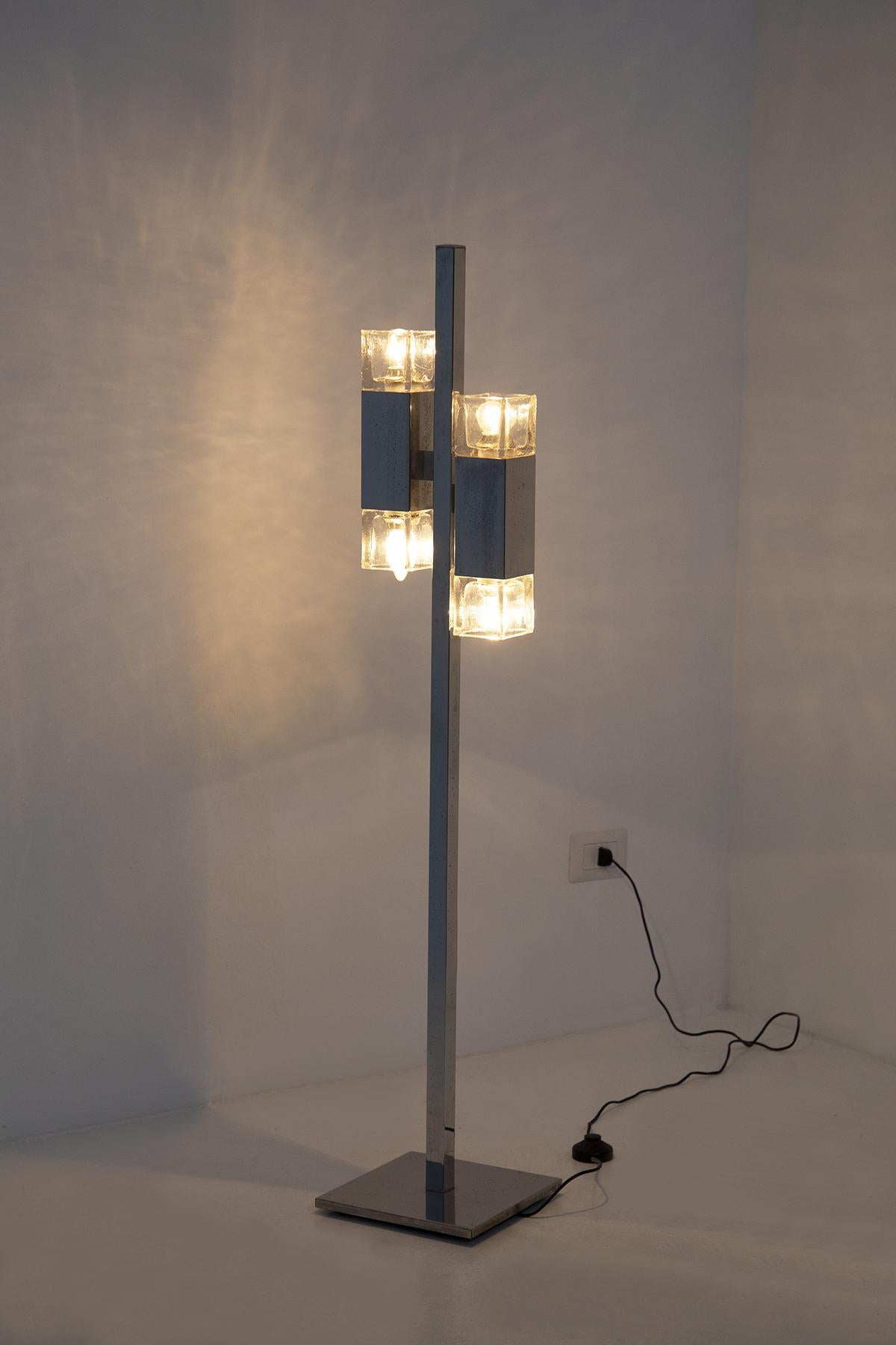 Italian Floor Lamps in Glass and Steel Crome 1