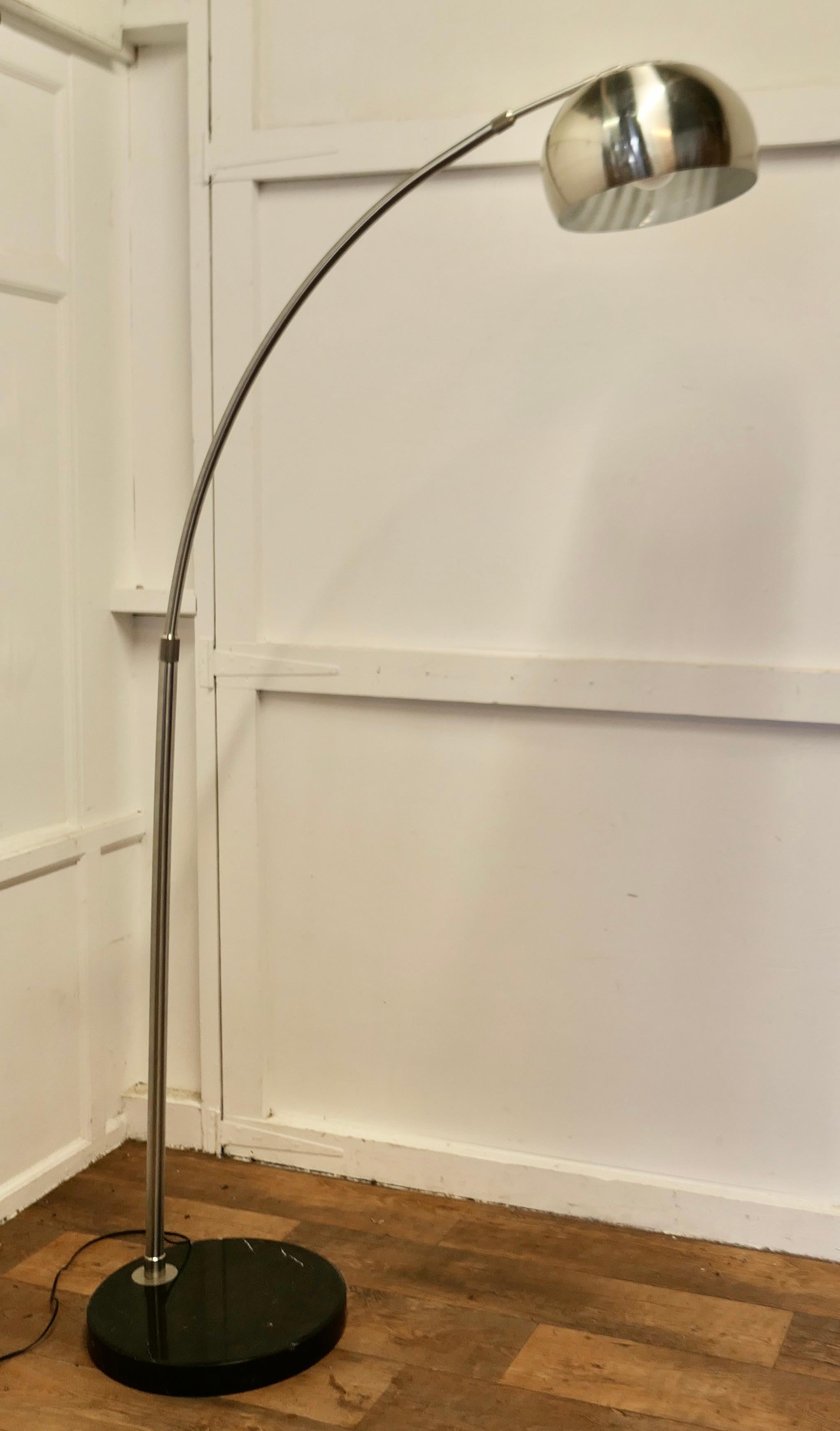 Italian Floor Standing Chrome Arc Lamp on Marble Base    For Sale 5