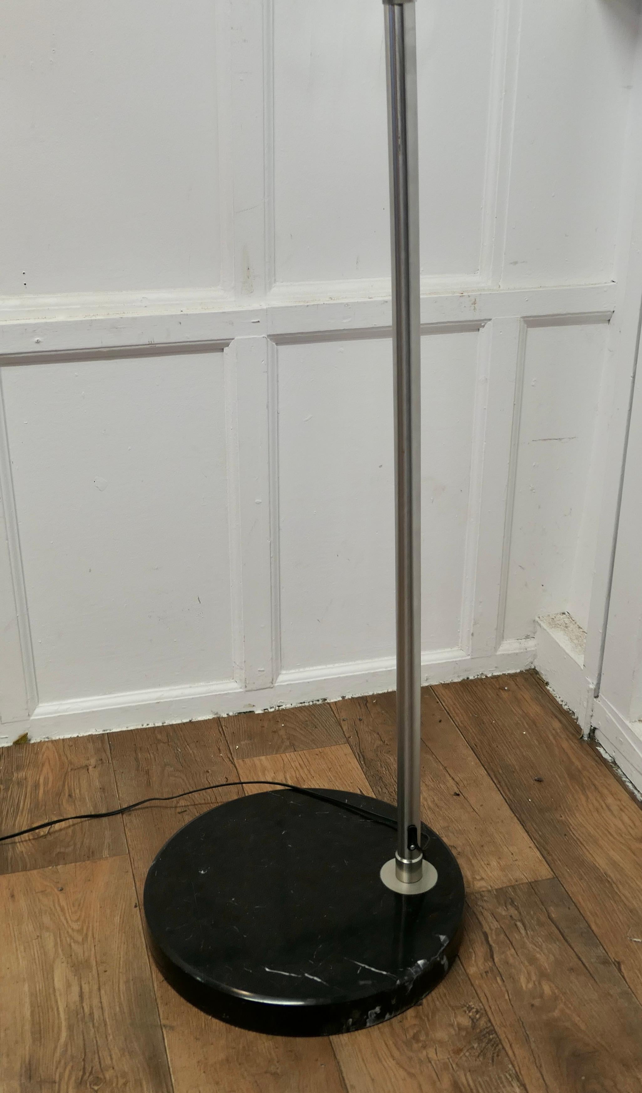 Italian Floor Standing Chrome Arc Lamp on Marble Base    For Sale 1