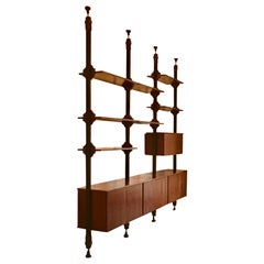 Italian Floor to Ceiling Shelving Unit, Three Bays, Second Half 20th Century