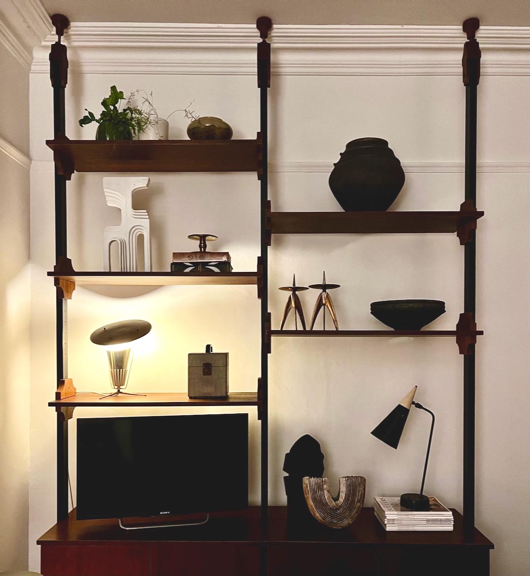 Italian Floor to Ceiling Shelving Unit, Two Bays, Second Half 20th Century 7