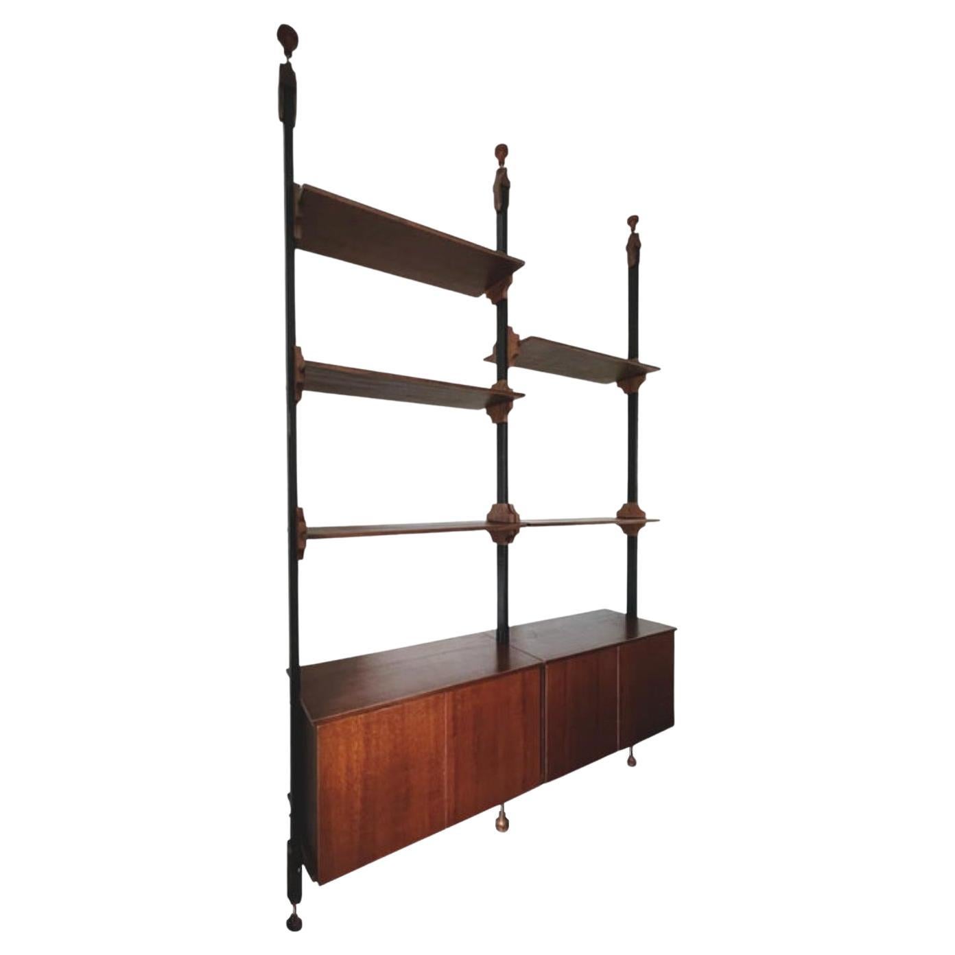 Italian Floor to Ceiling Shelving Unit, Two Bays, Second Half 20th Century