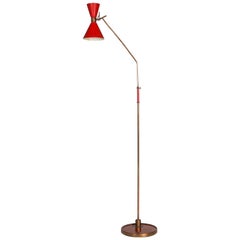 Italian Floorlamp 1950s Style with a Red Shade