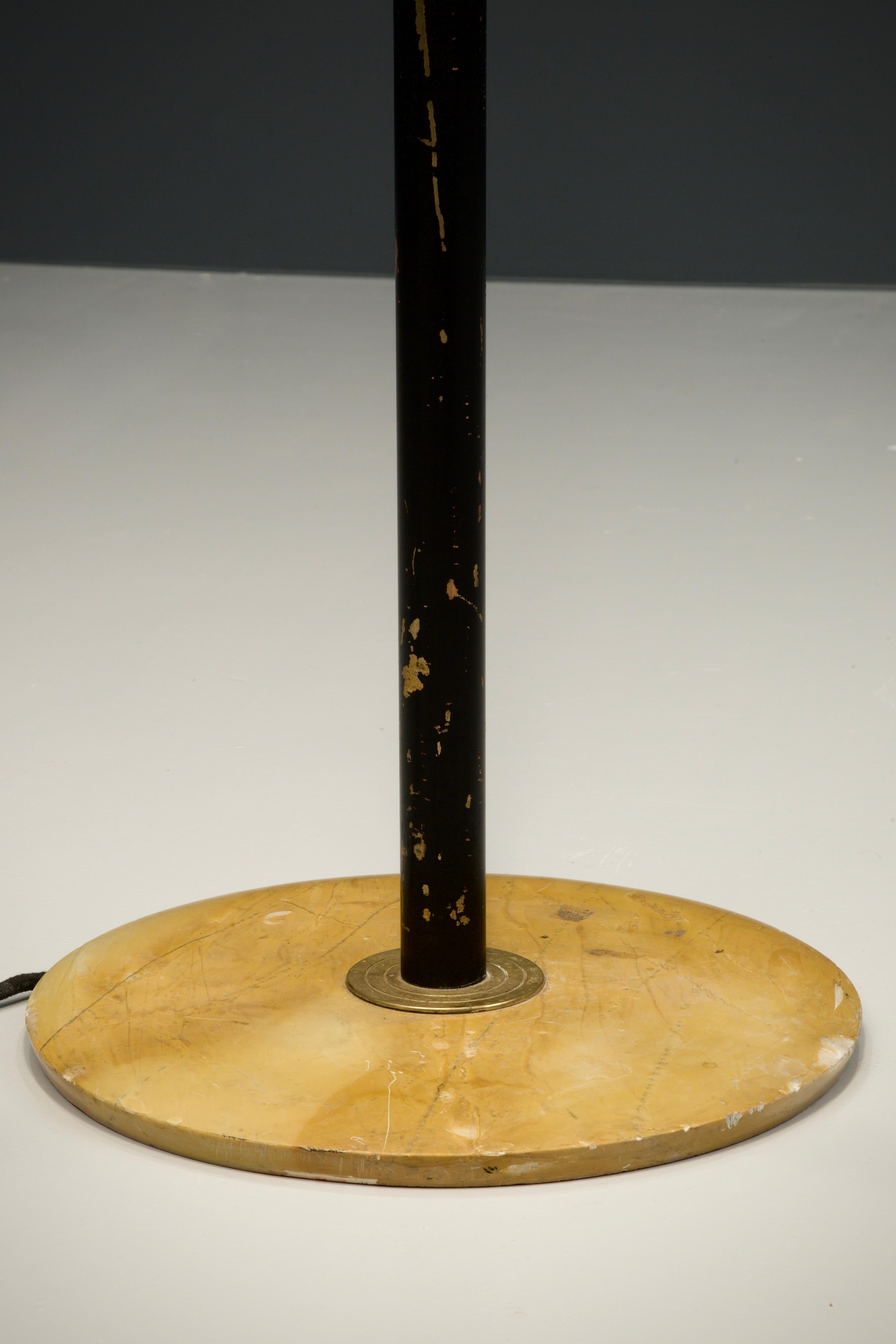 Mid-20th Century Italian Floorlamp by Stilnovo in Brass, Metal and Marble, Italy, 1950s