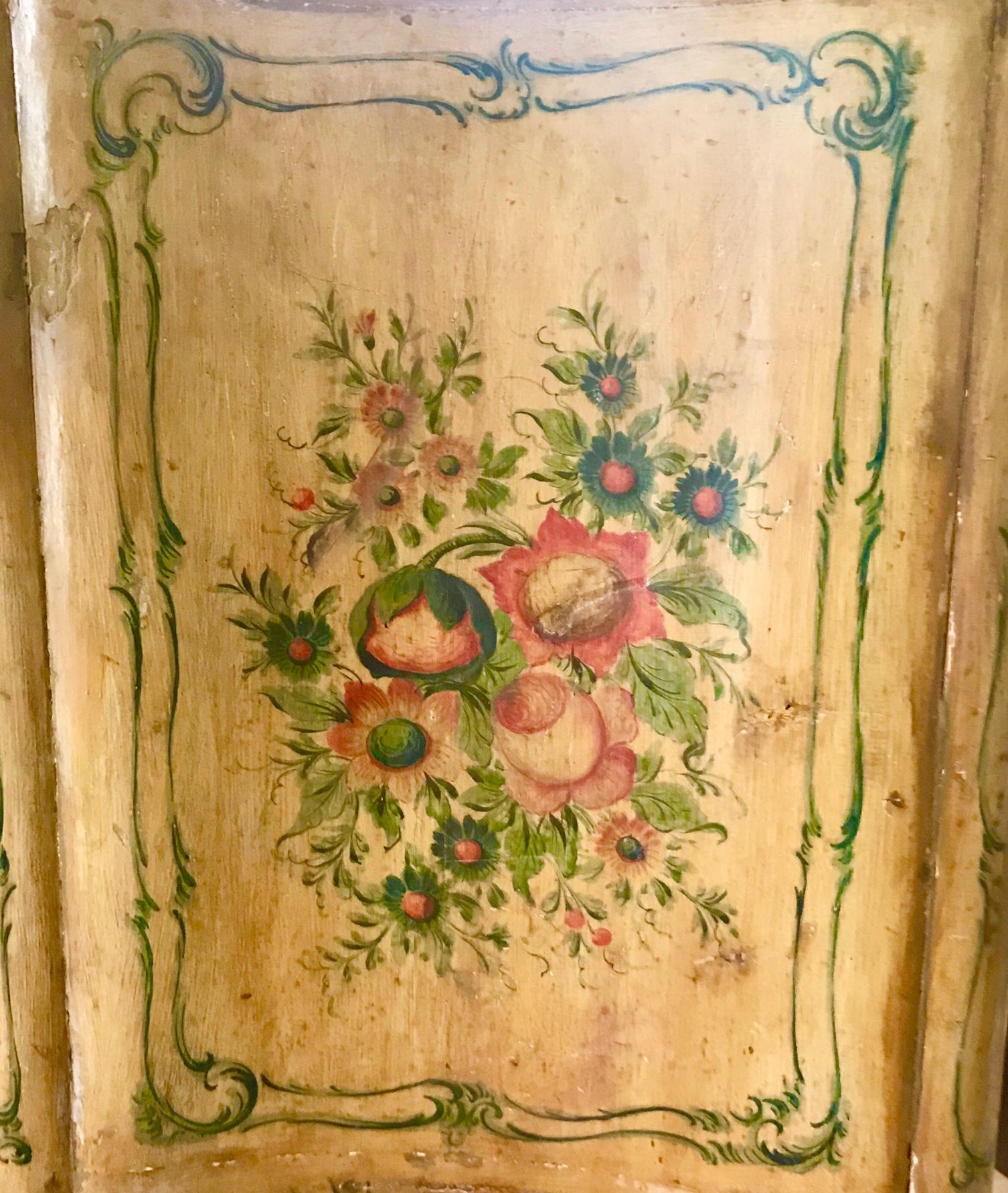 Italian Floral and Fruit Painted Serpentine Commode For Sale 11