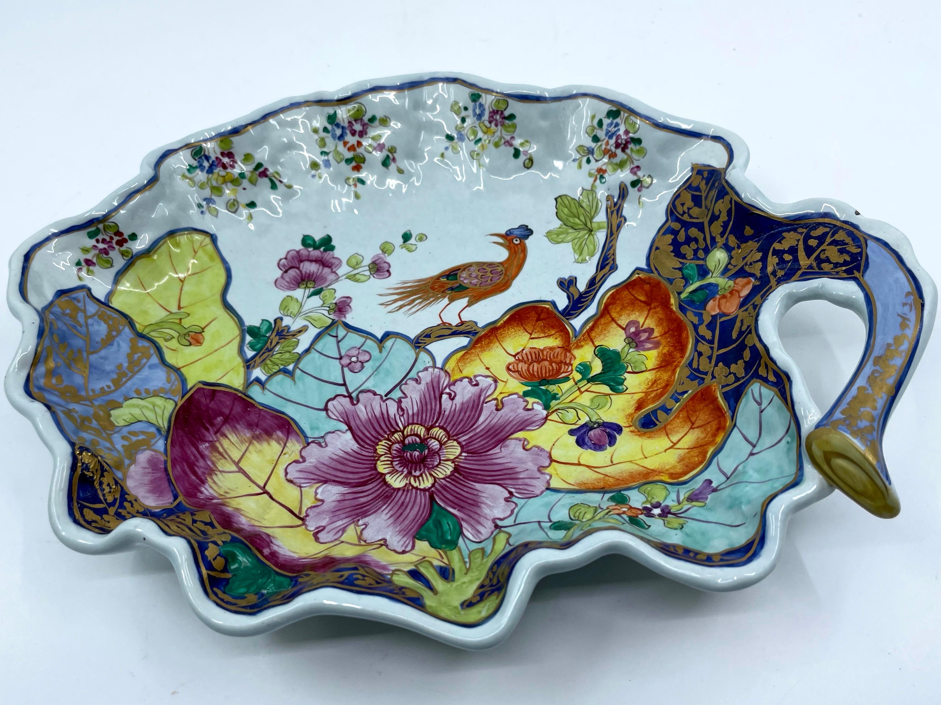 Hand-Painted Italian Floral Bird Bergdorf Goodman Vide Poche For Sale