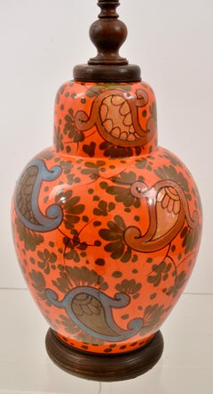 Italian Floral Design Ceramic Lamp, circa, 1960s