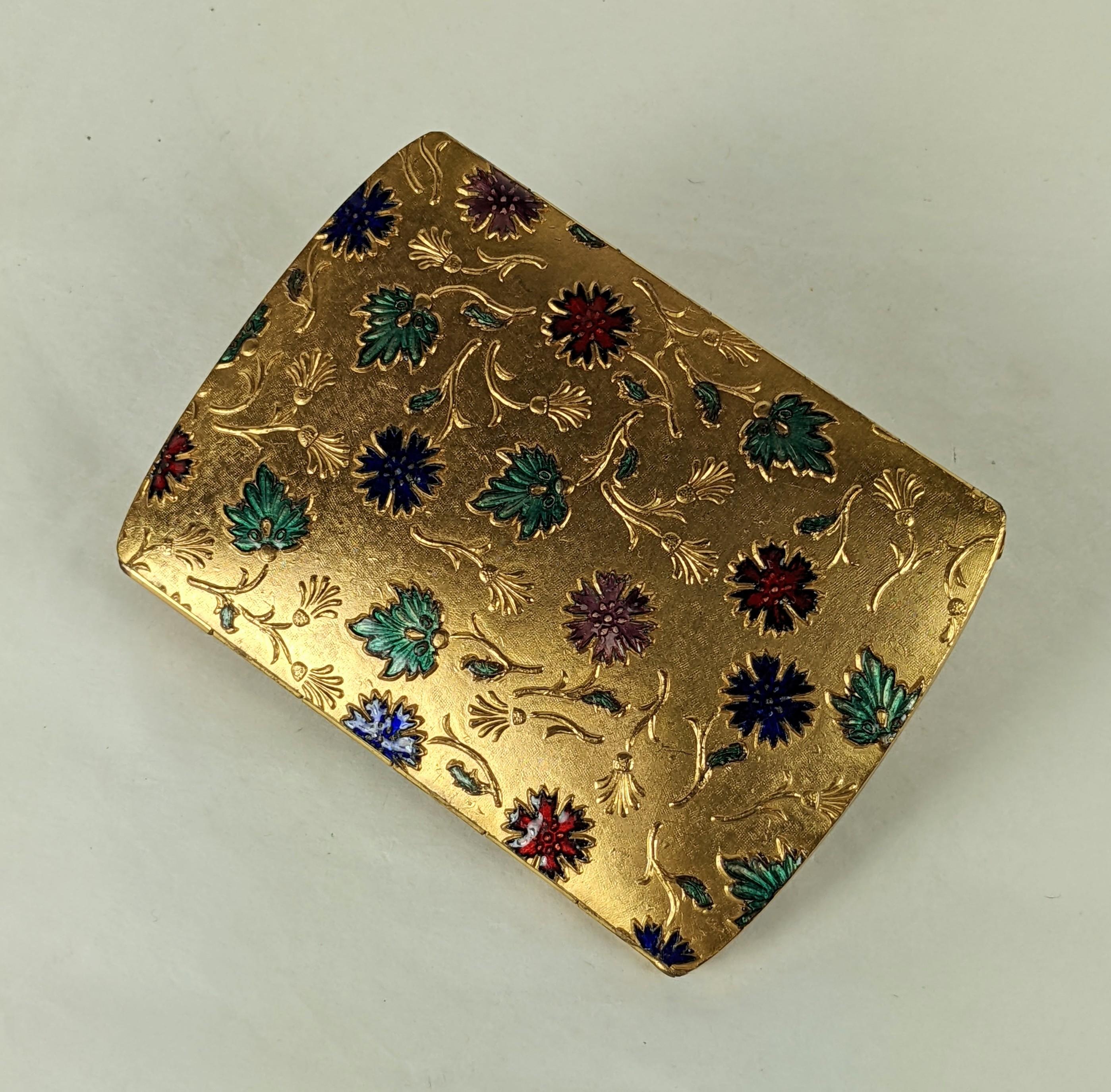 Italian Floral Enamel Make Up Case, Castelli Rome. In Excellent Condition For Sale In New York, NY