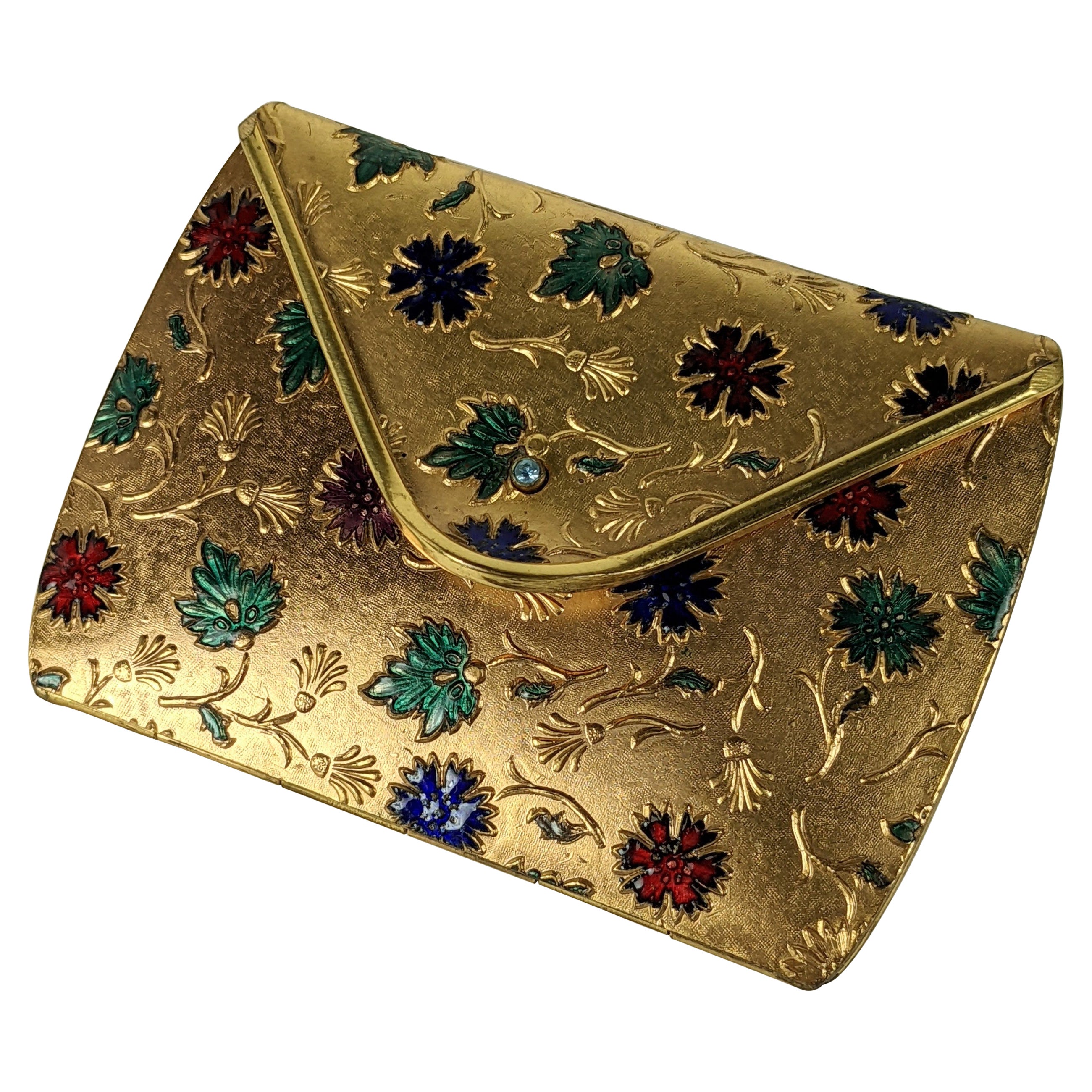Italian Floral Enamel Make Up Case, Castelli Rome.